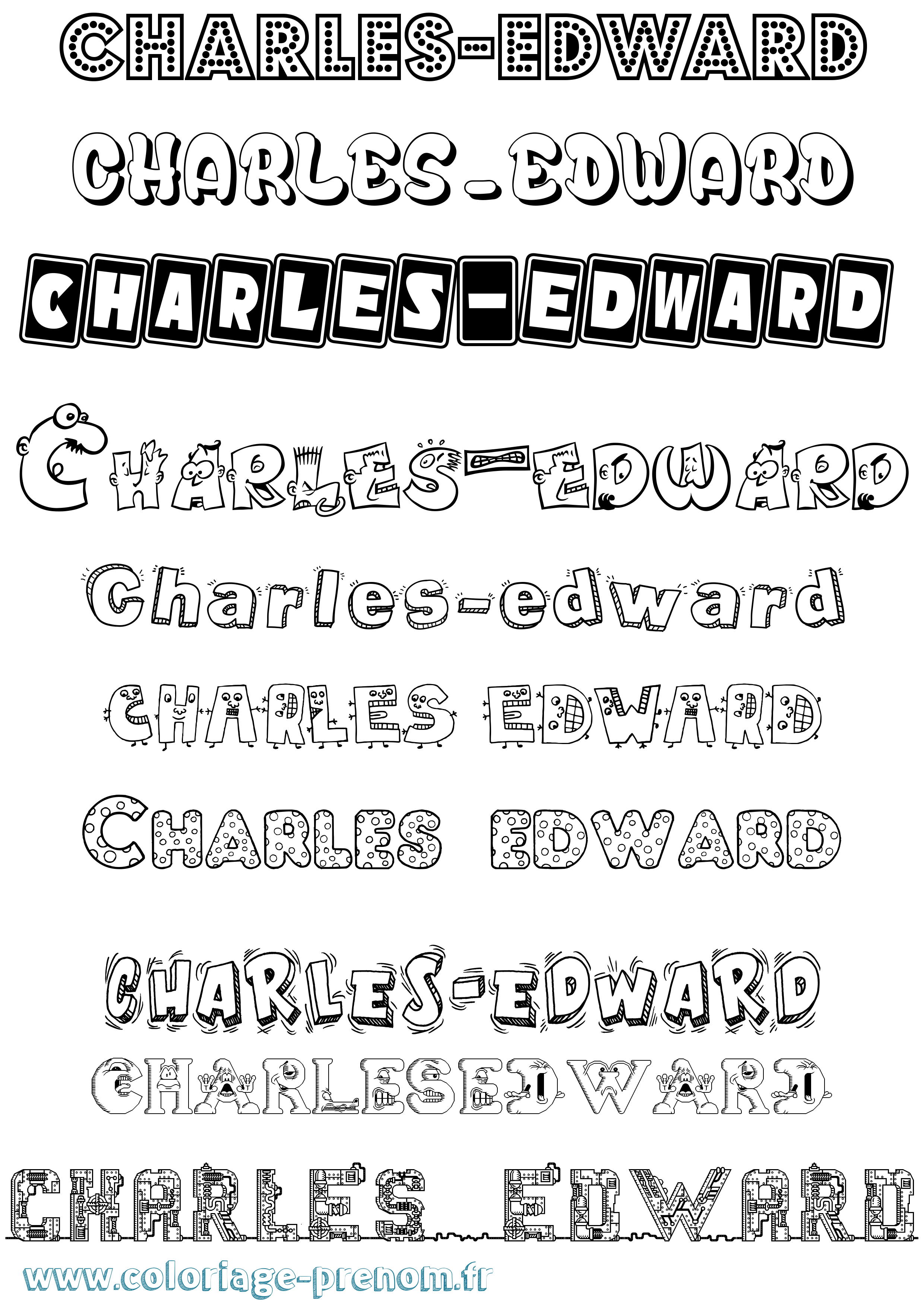 Coloriage prénom Charles-Edward Fun