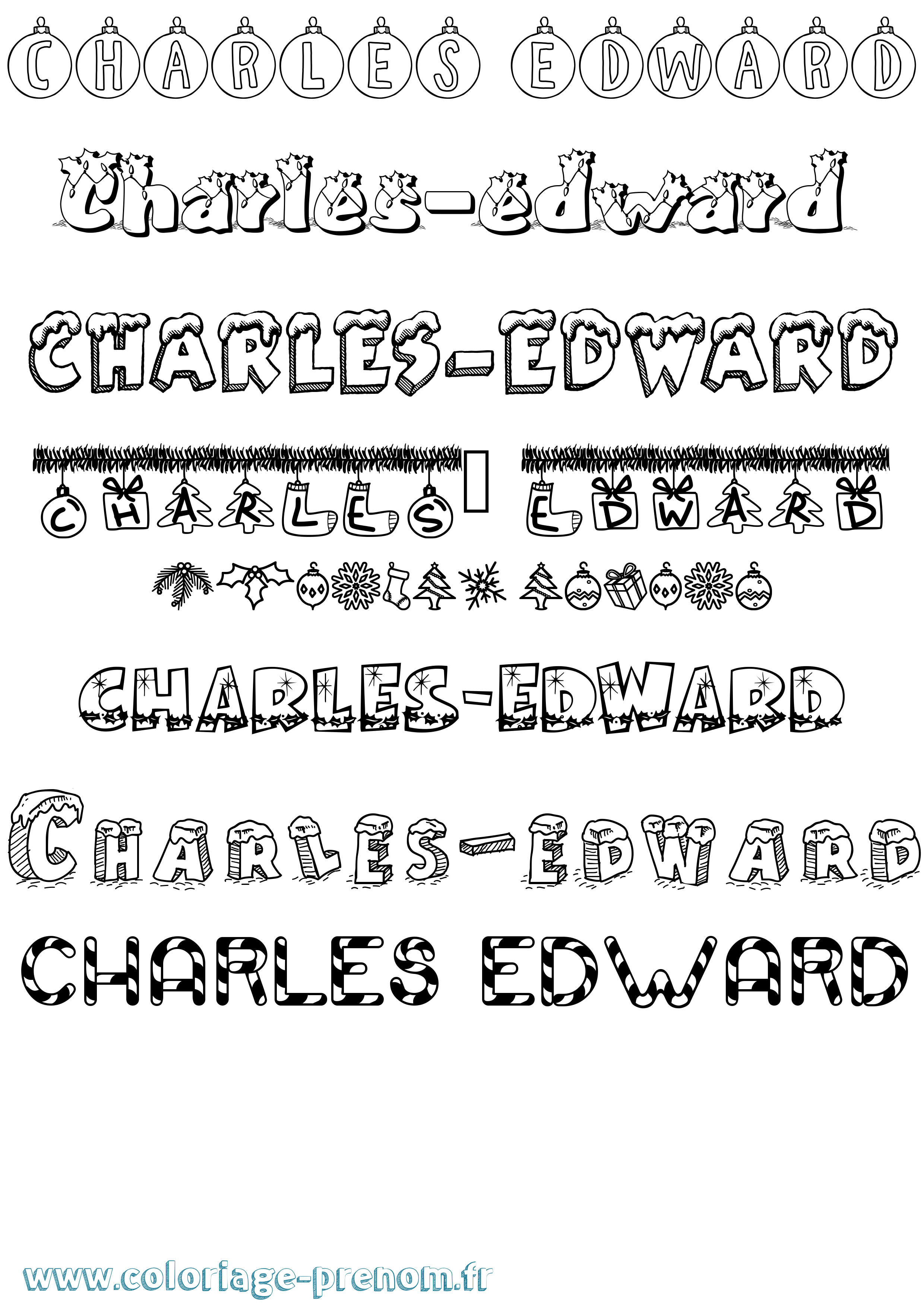 Coloriage prénom Charles-Edward Noël