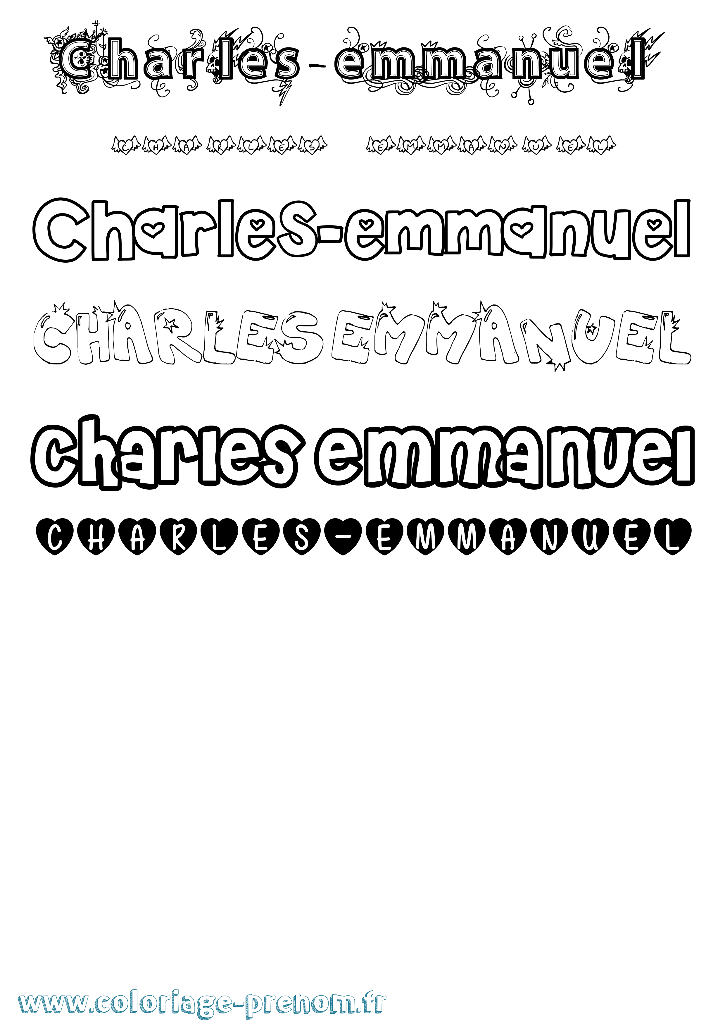Coloriage prénom Charles-Emmanuel Girly