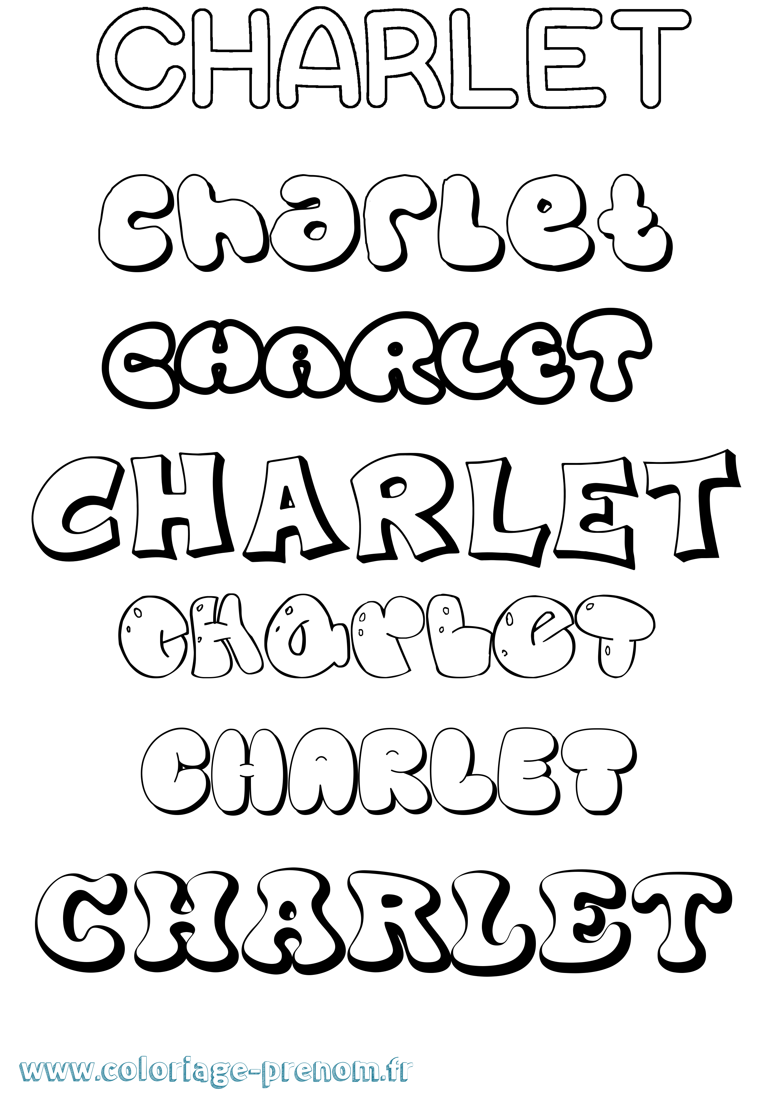 Coloriage prénom Charlet Bubble