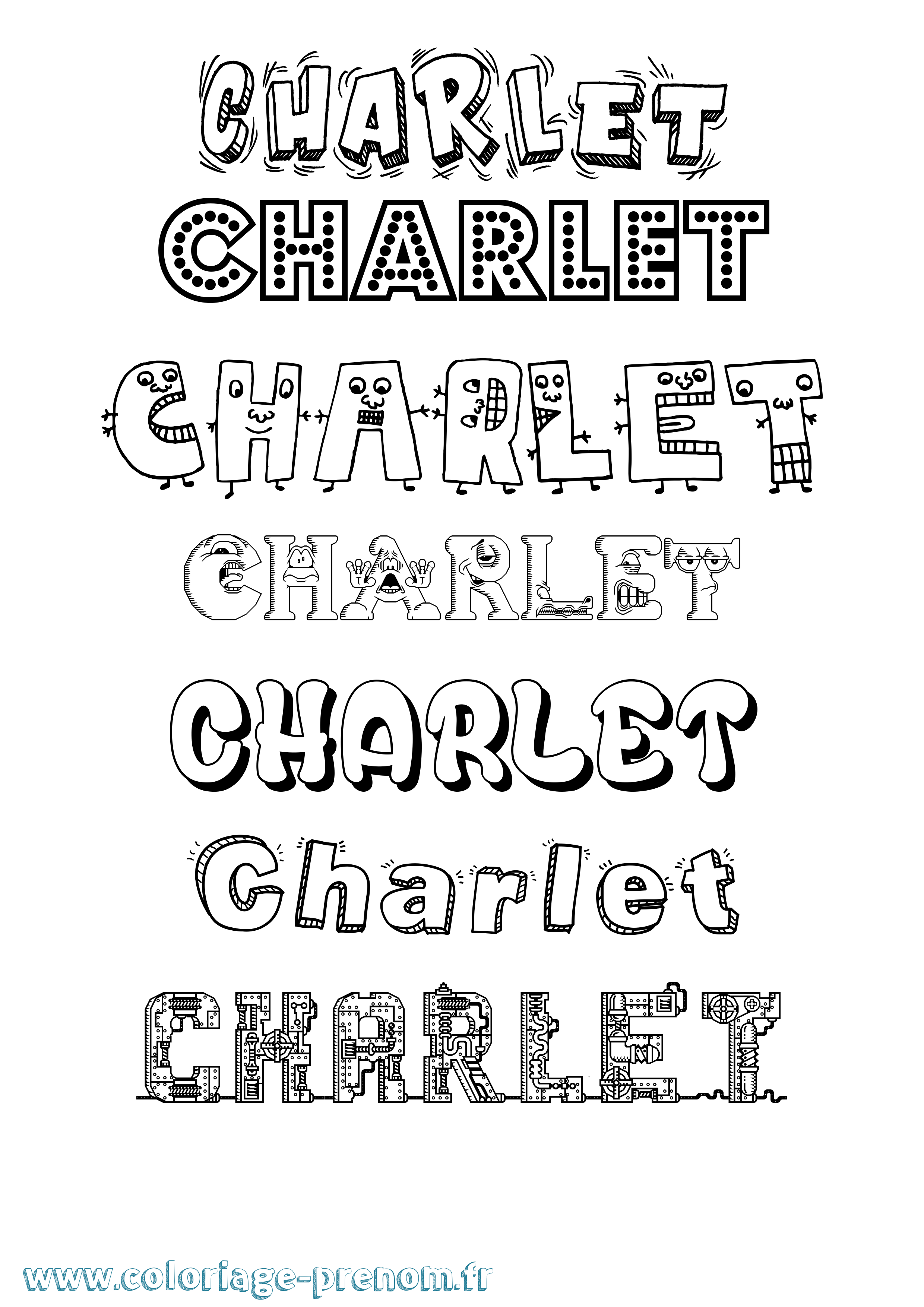 Coloriage prénom Charlet Fun