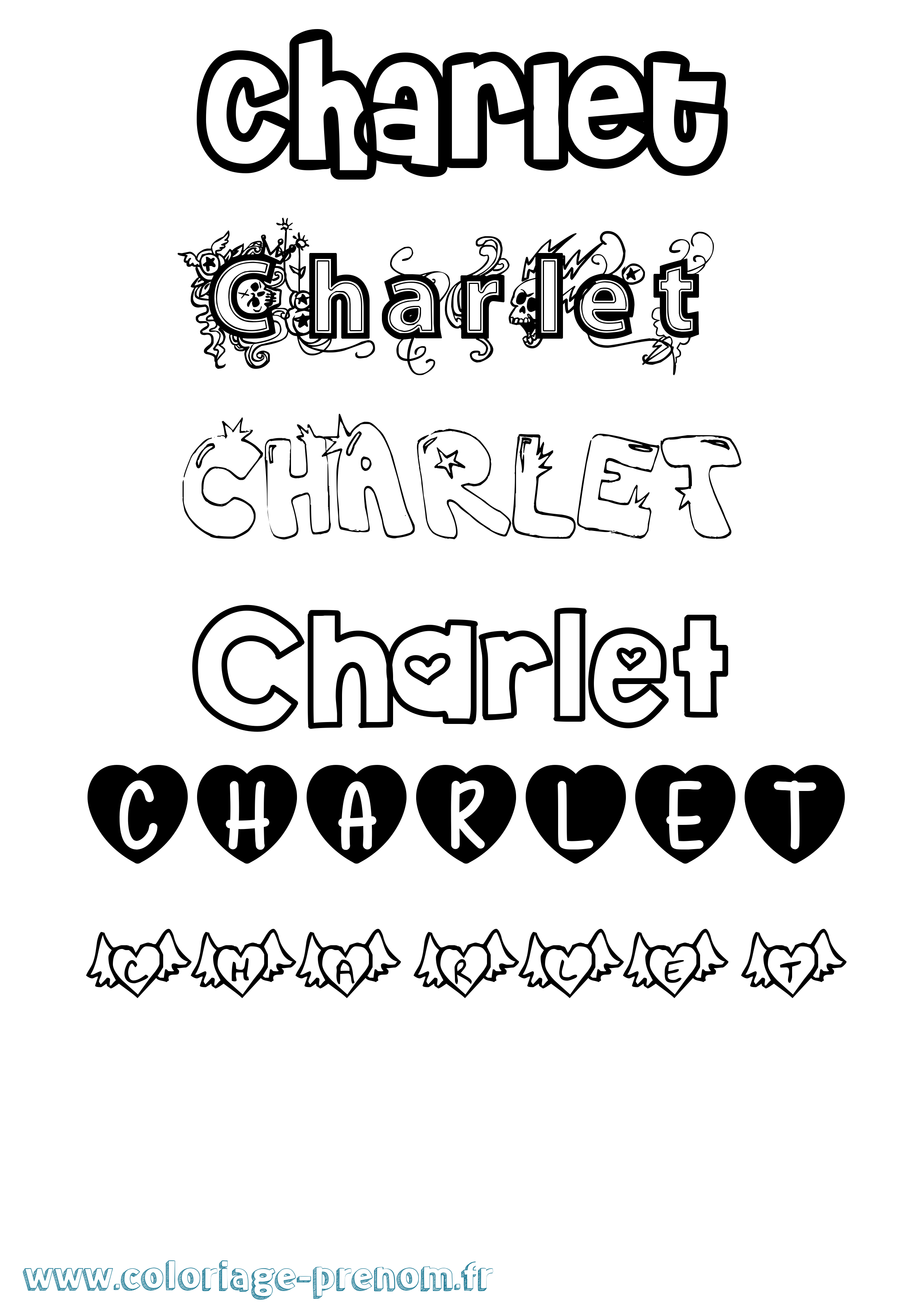 Coloriage prénom Charlet Girly