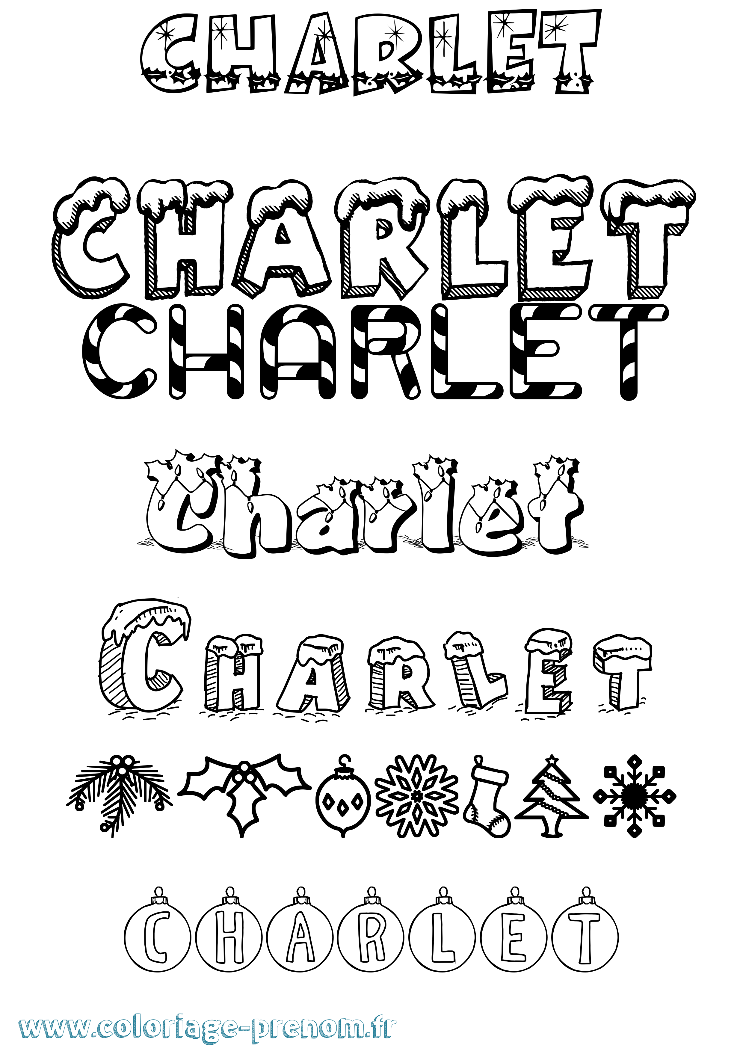 Coloriage prénom Charlet Noël