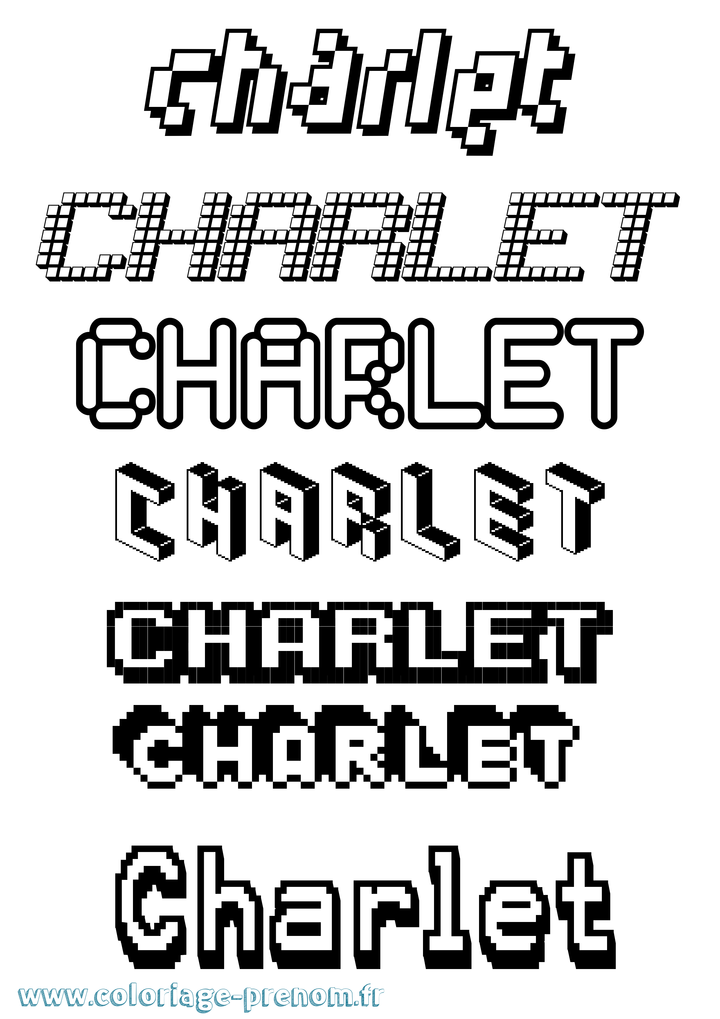 Coloriage prénom Charlet Pixel