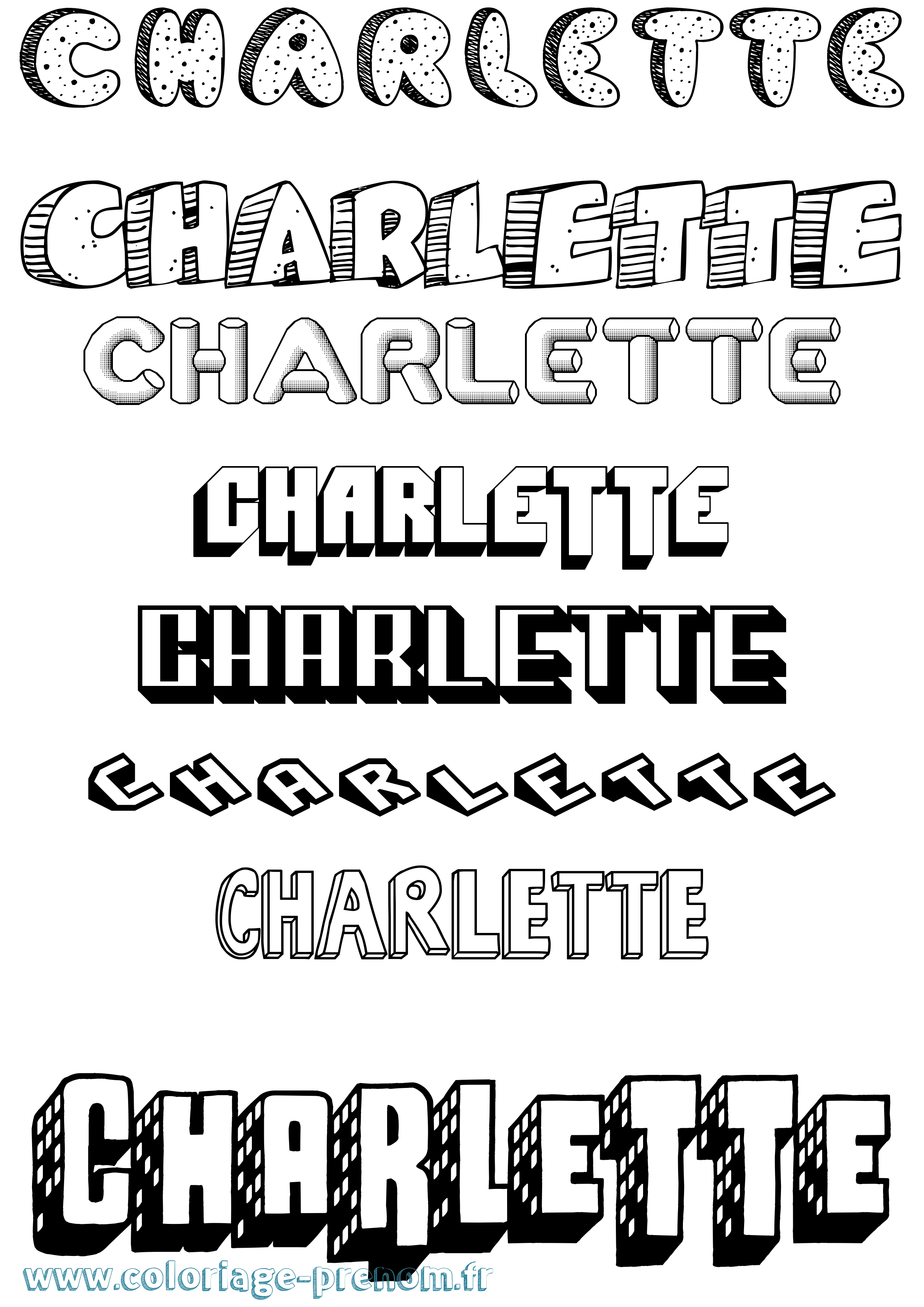 Coloriage prénom Charlette Effet 3D