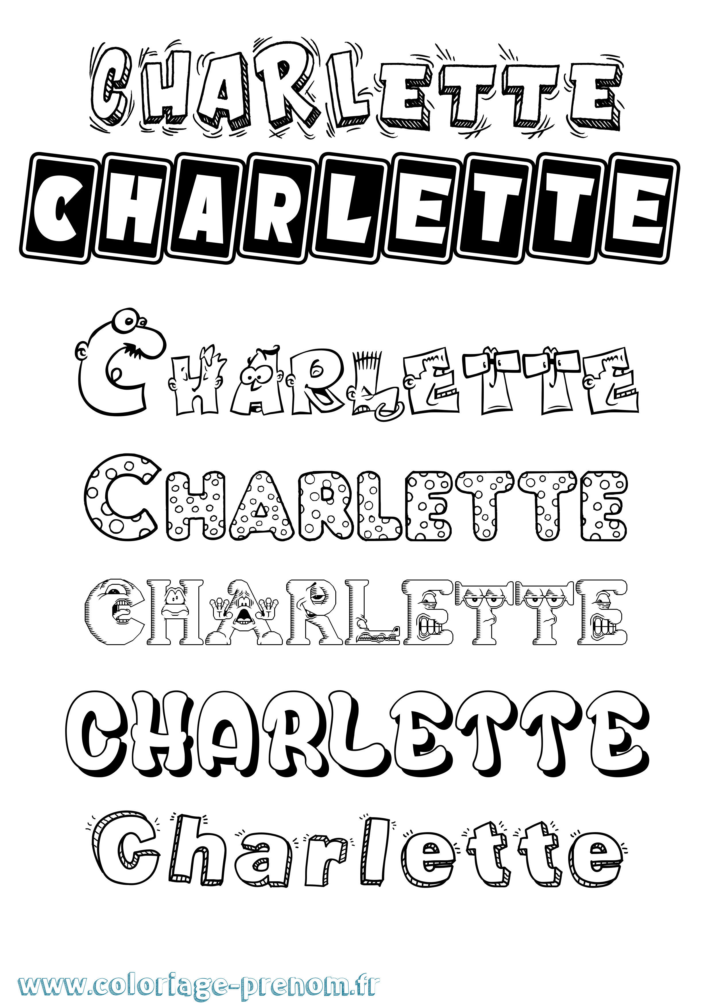 Coloriage prénom Charlette Fun