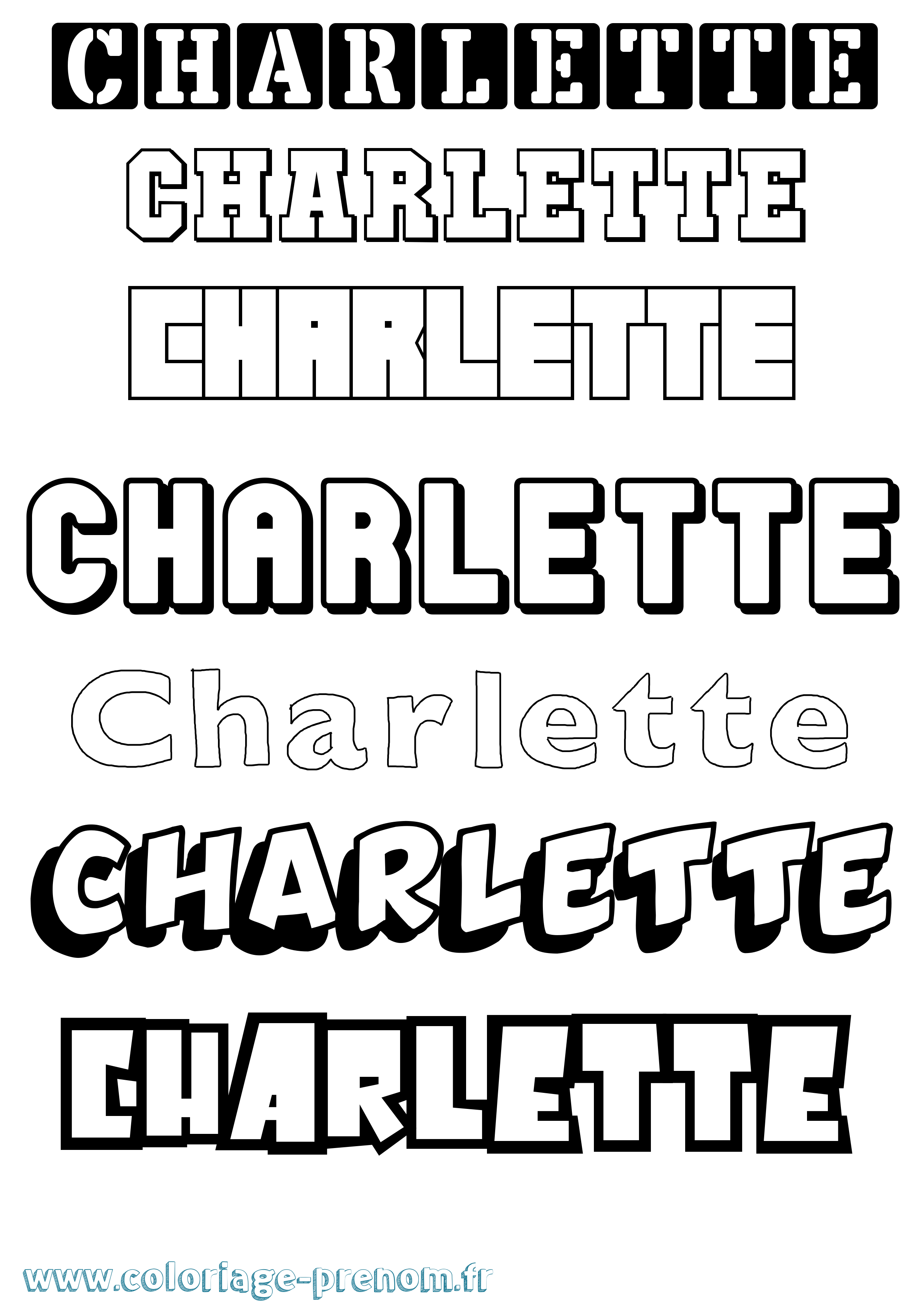 Coloriage prénom Charlette Simple