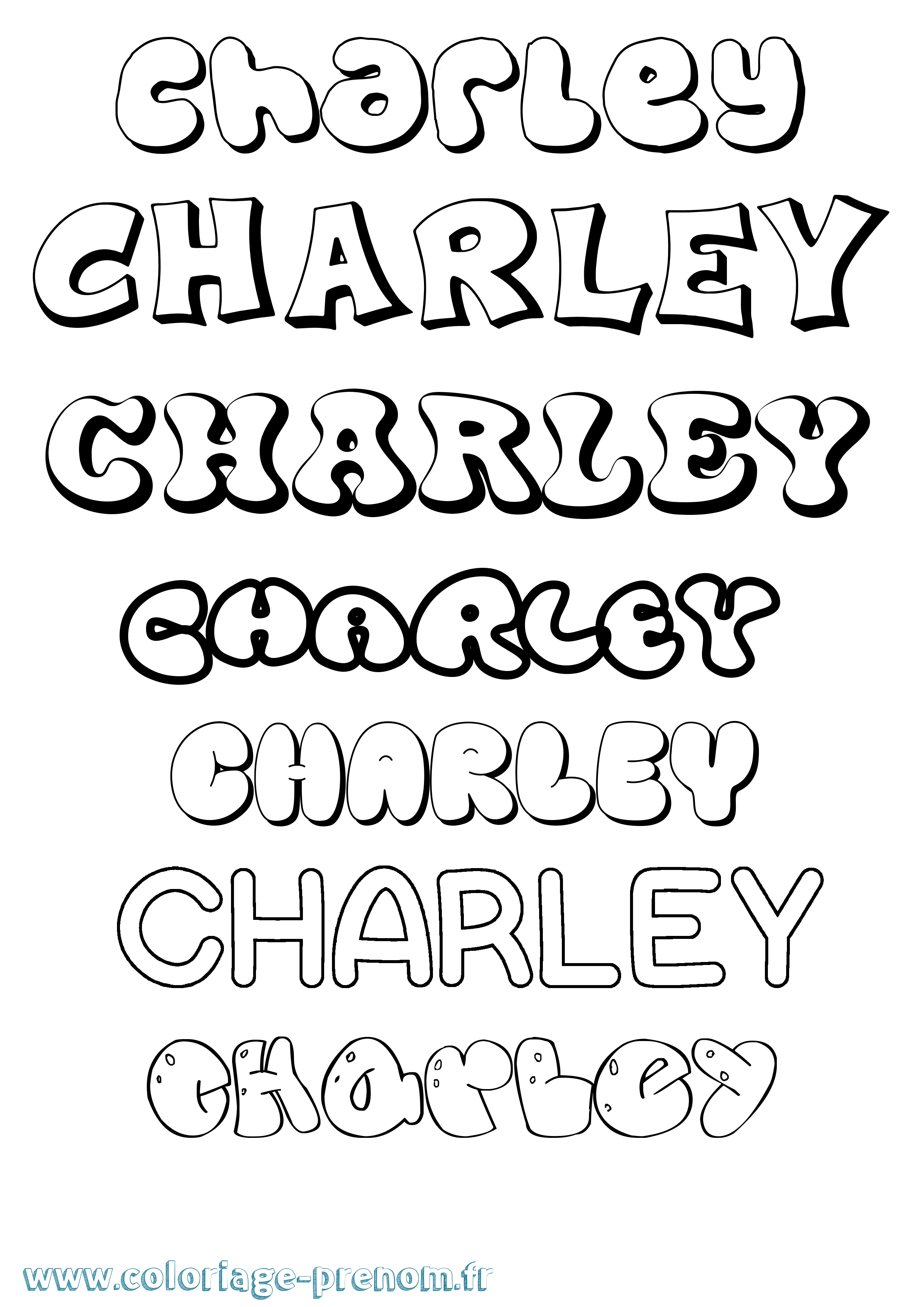 Coloriage prénom Charley Bubble