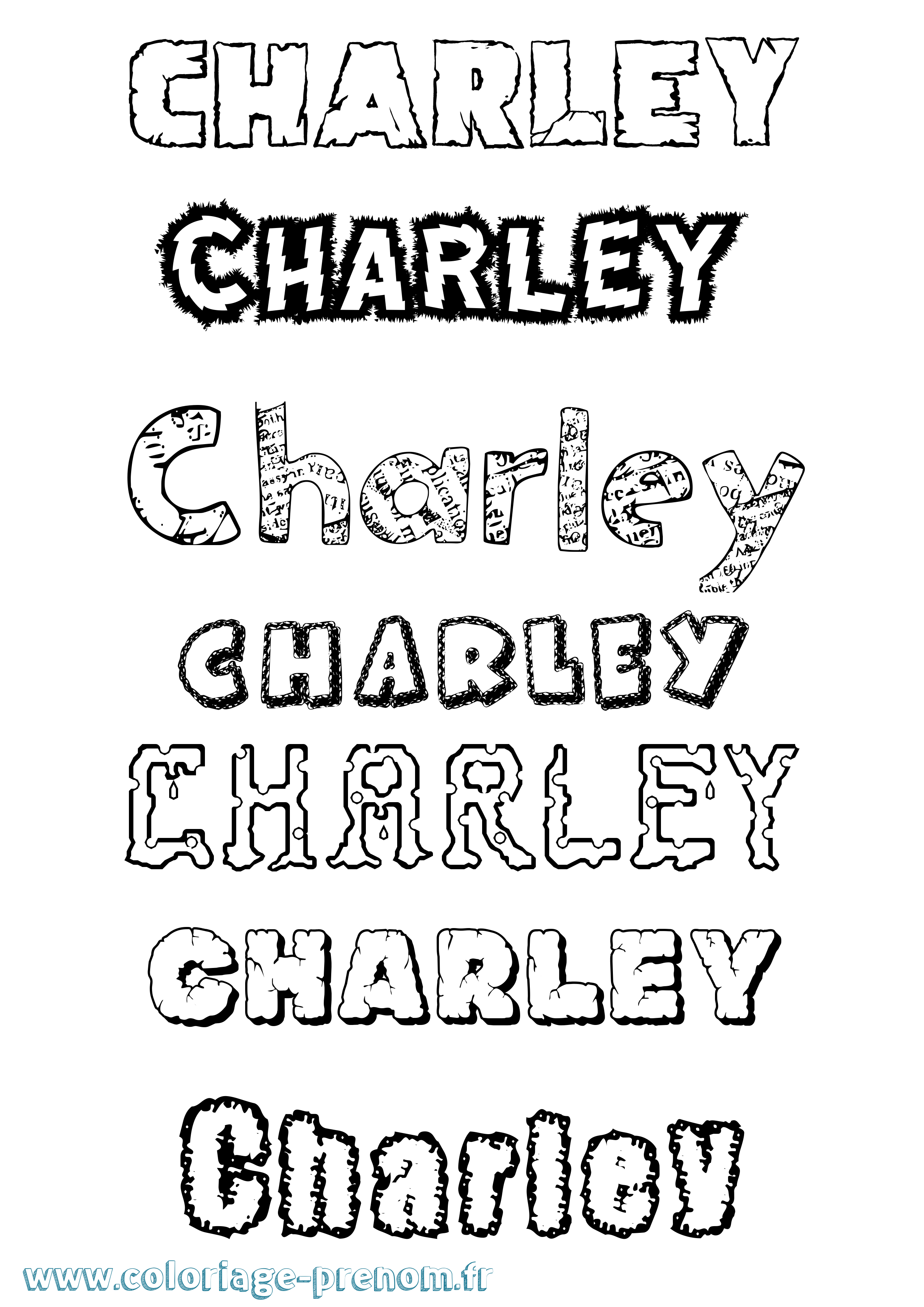 Coloriage prénom Charley Destructuré