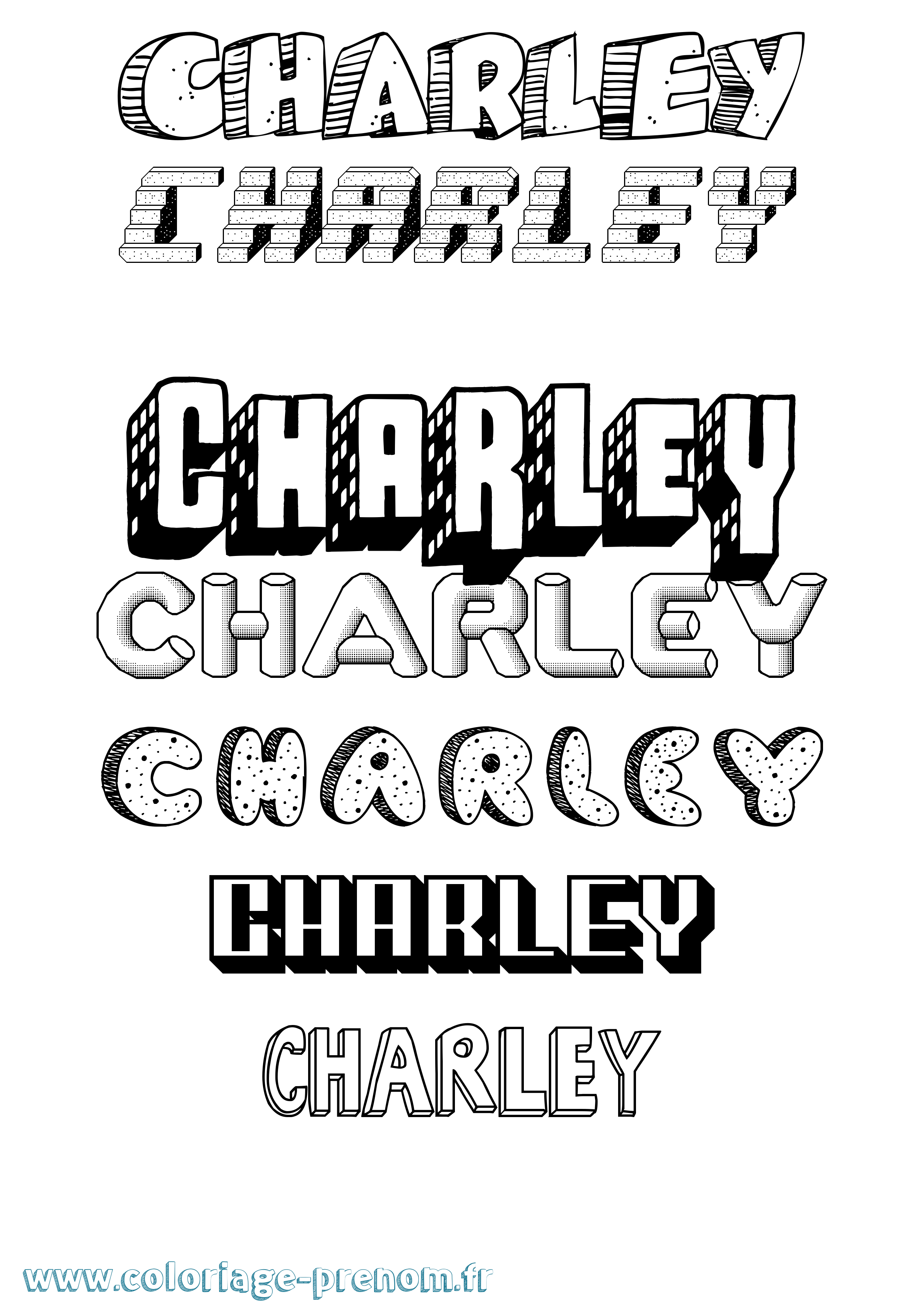 Coloriage prénom Charley Effet 3D