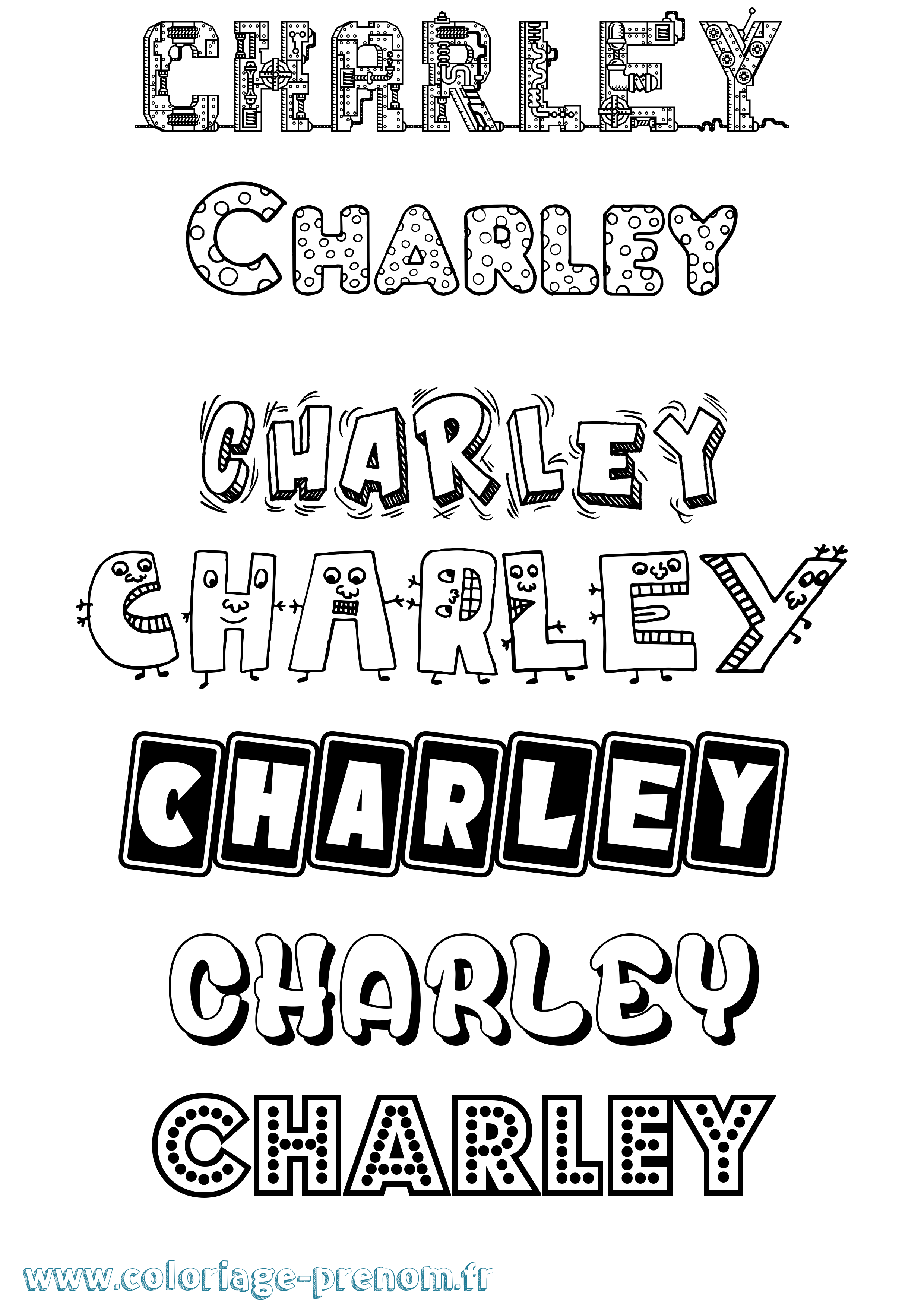 Coloriage prénom Charley Fun
