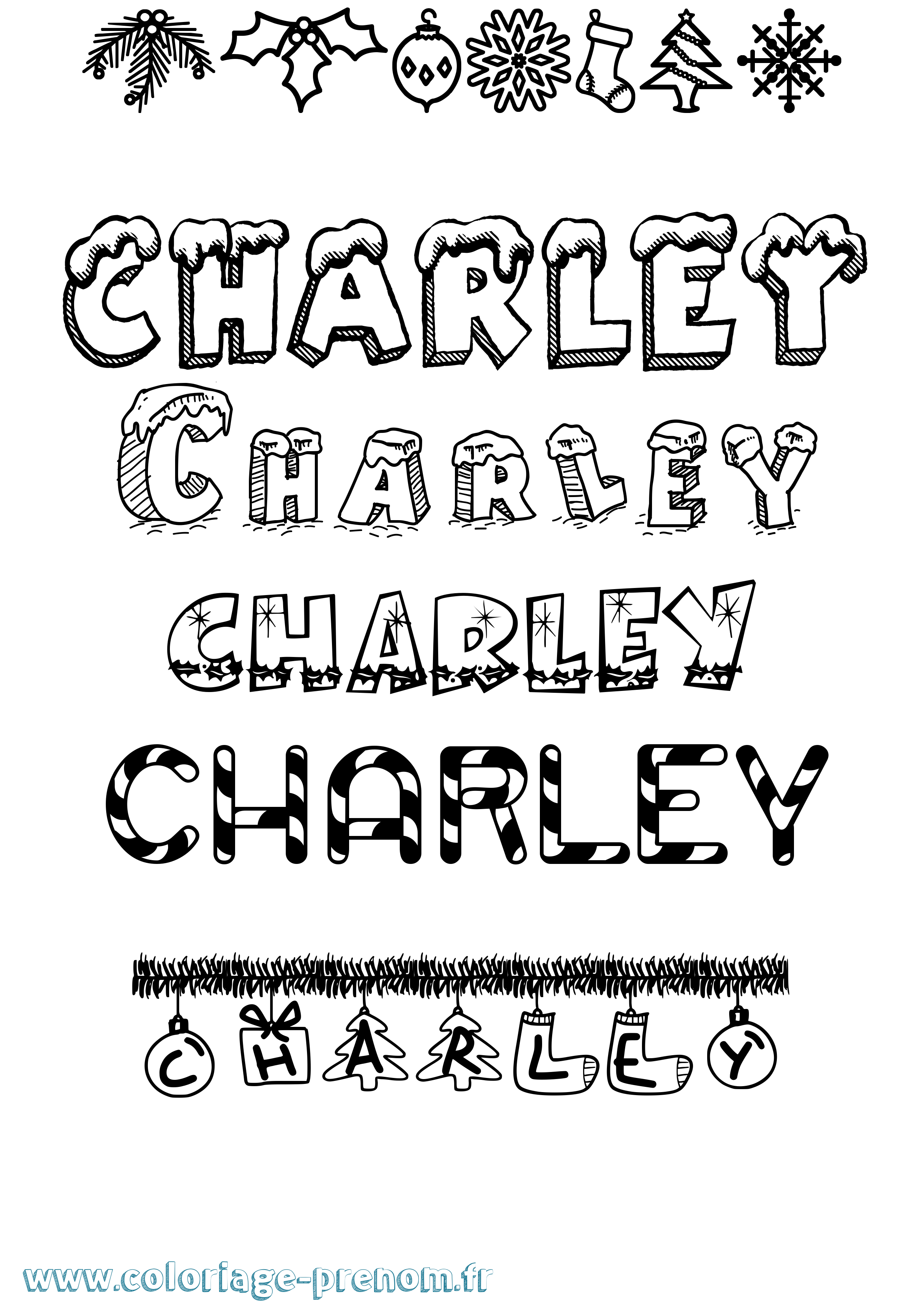 Coloriage prénom Charley Noël