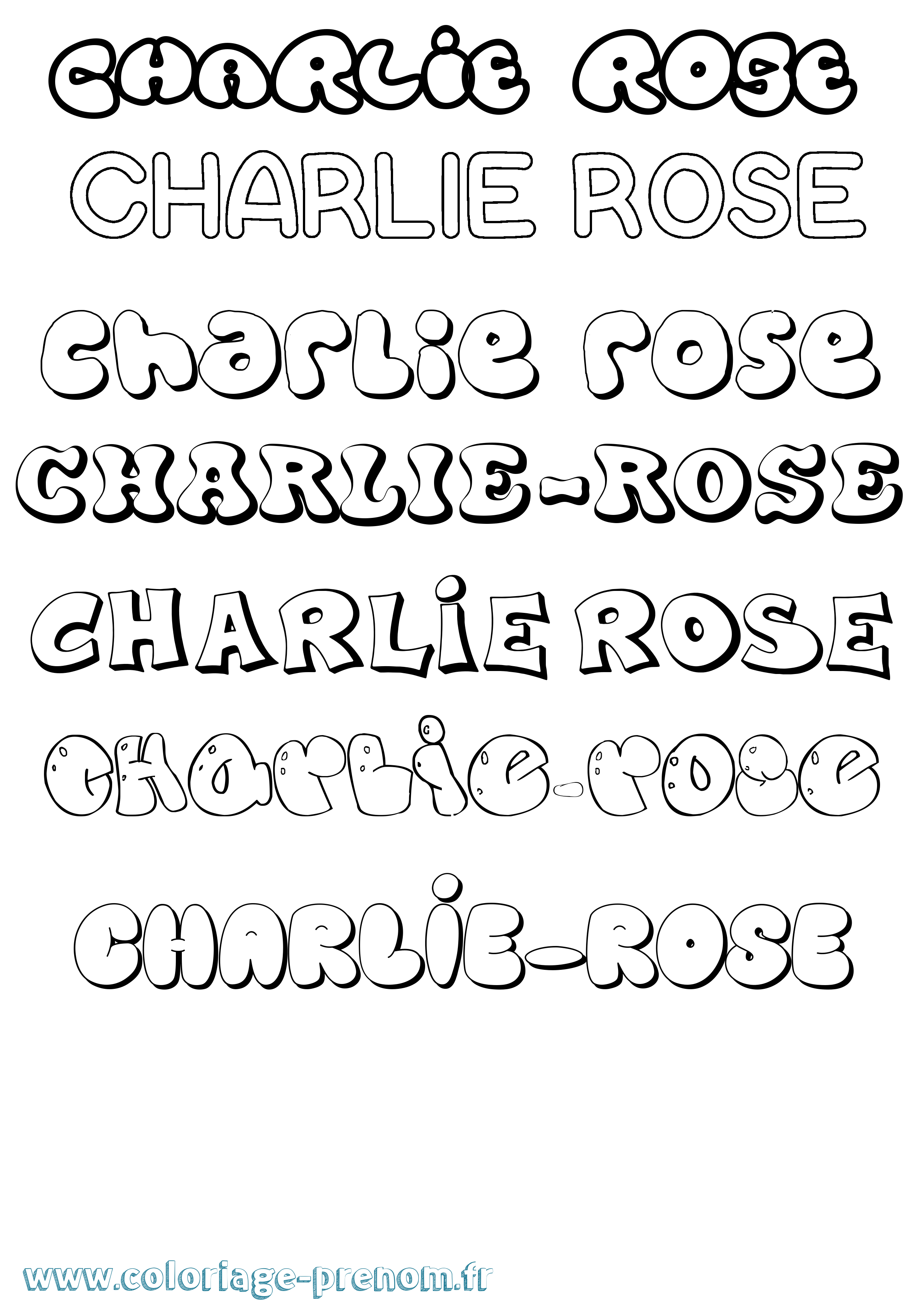 Coloriage prénom Charlie-Rose Bubble