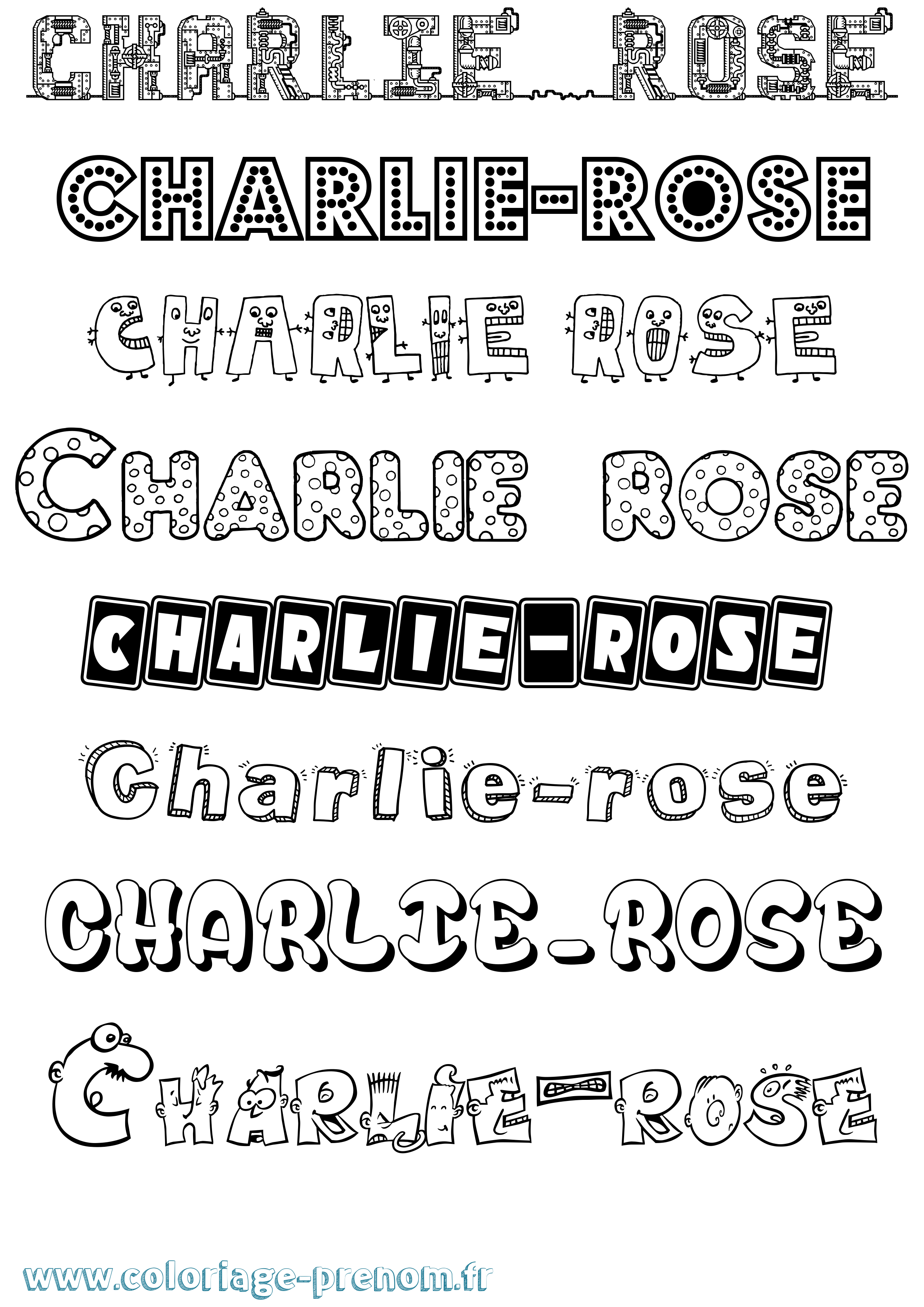 Coloriage prénom Charlie-Rose Fun