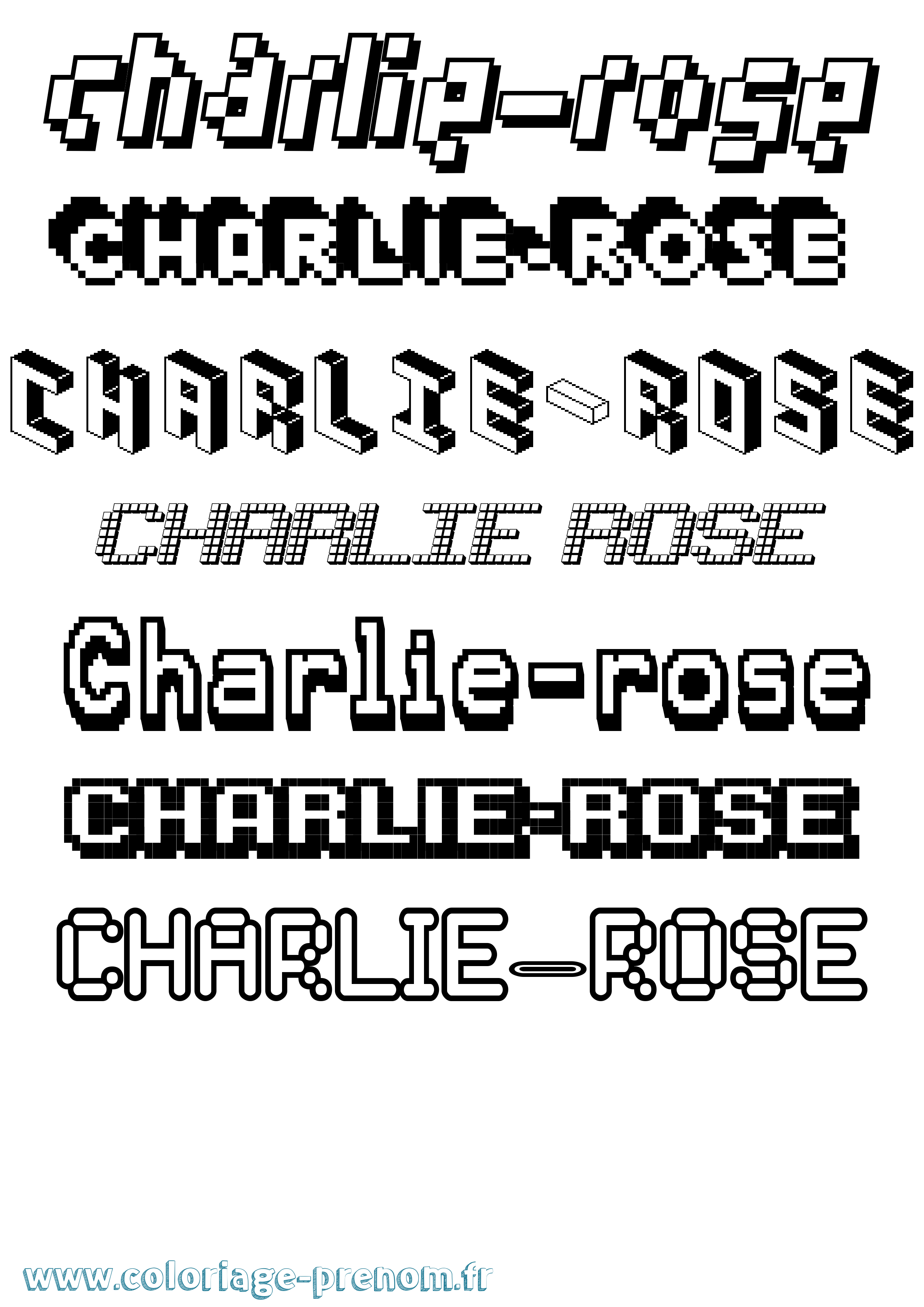 Coloriage prénom Charlie-Rose Pixel
