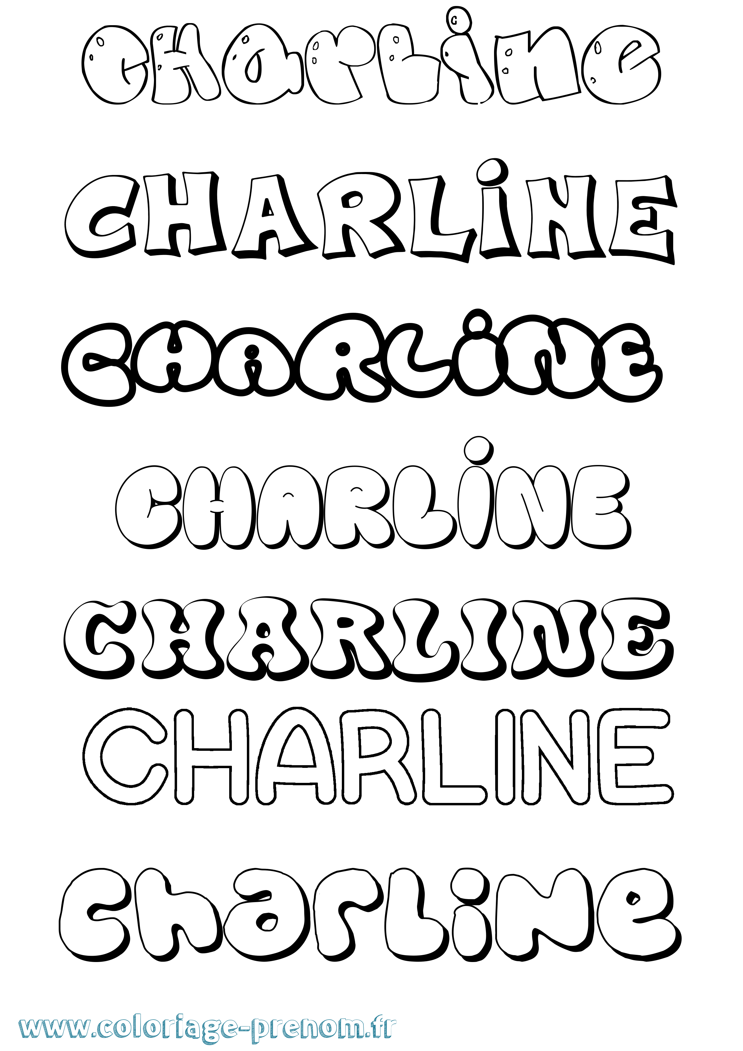 Coloriage prénom Charline Bubble