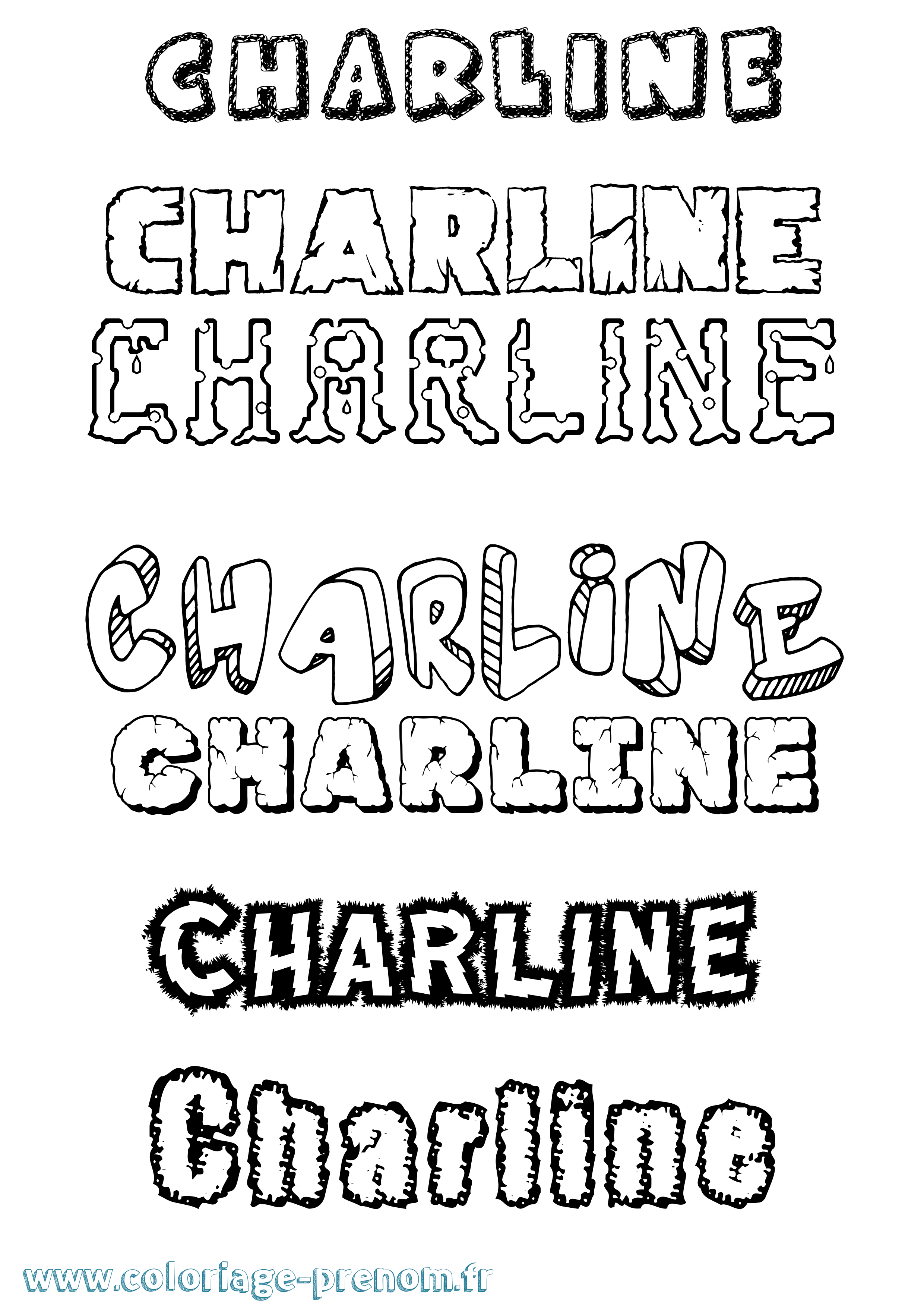 Coloriage Charline Destructuré Coloriage prénom Charline Destructuré