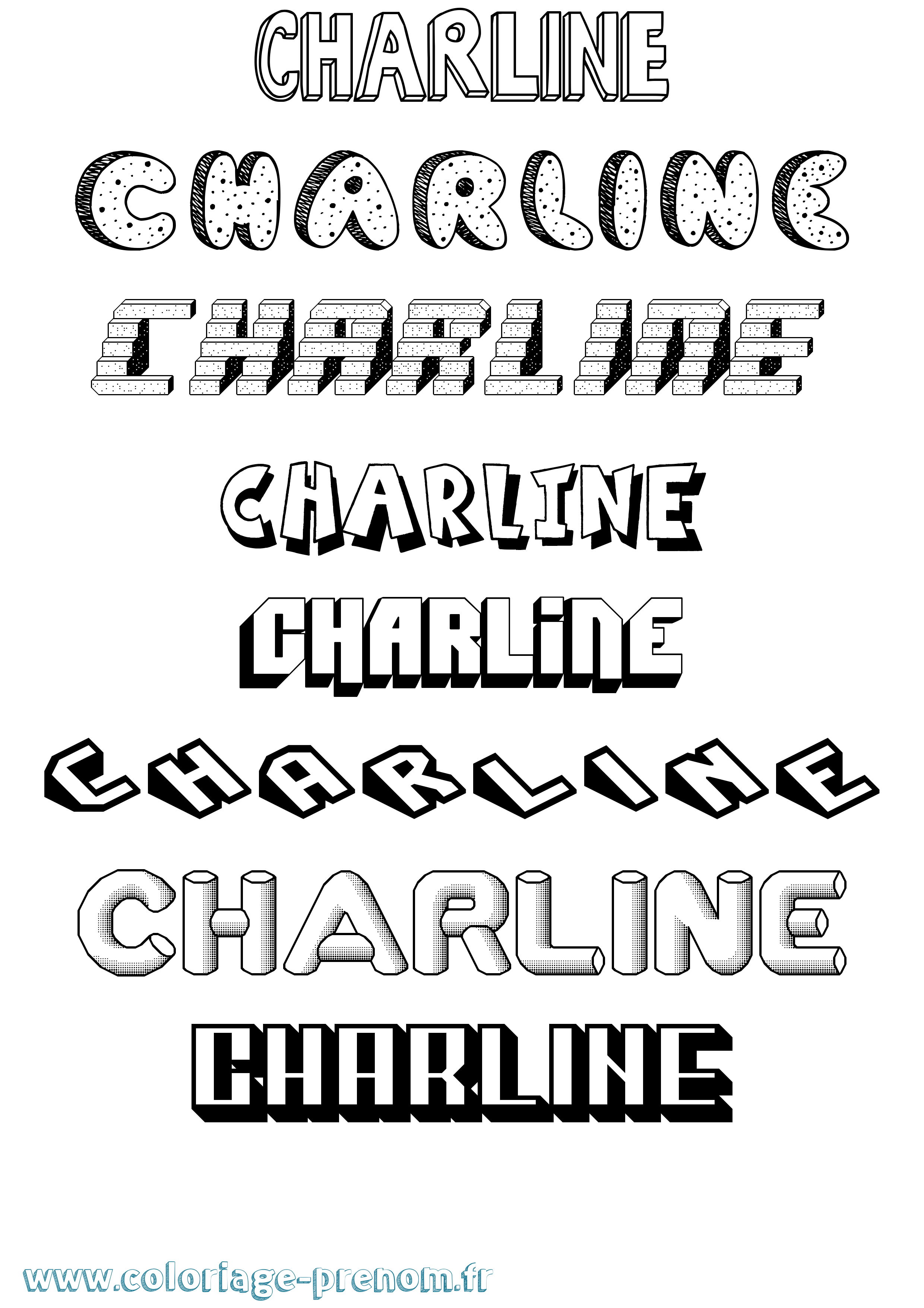 Coloriage Charline Effet 3D Coloriage prénom Charline Effet 3D