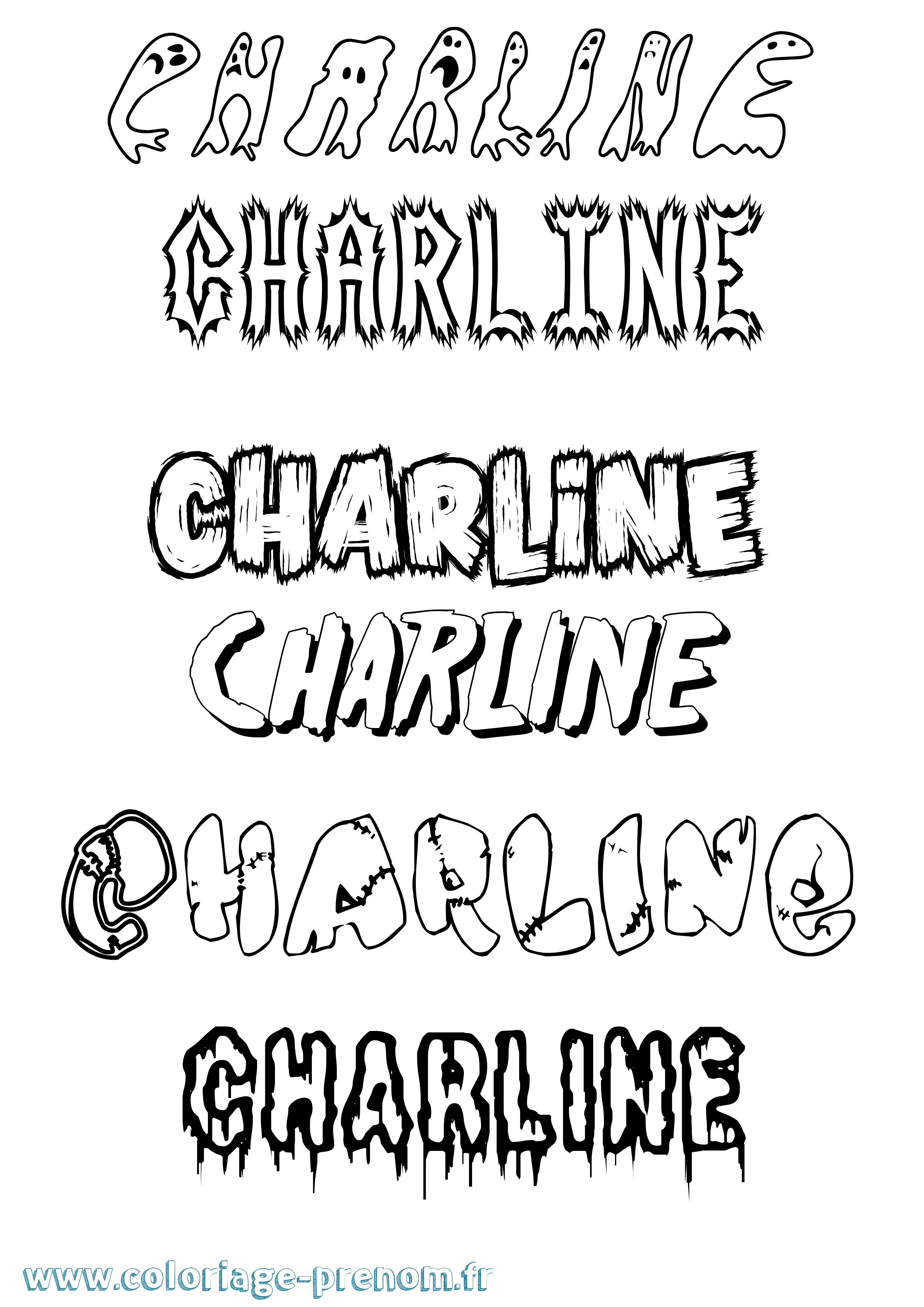 Coloriage prénom Charline Frisson