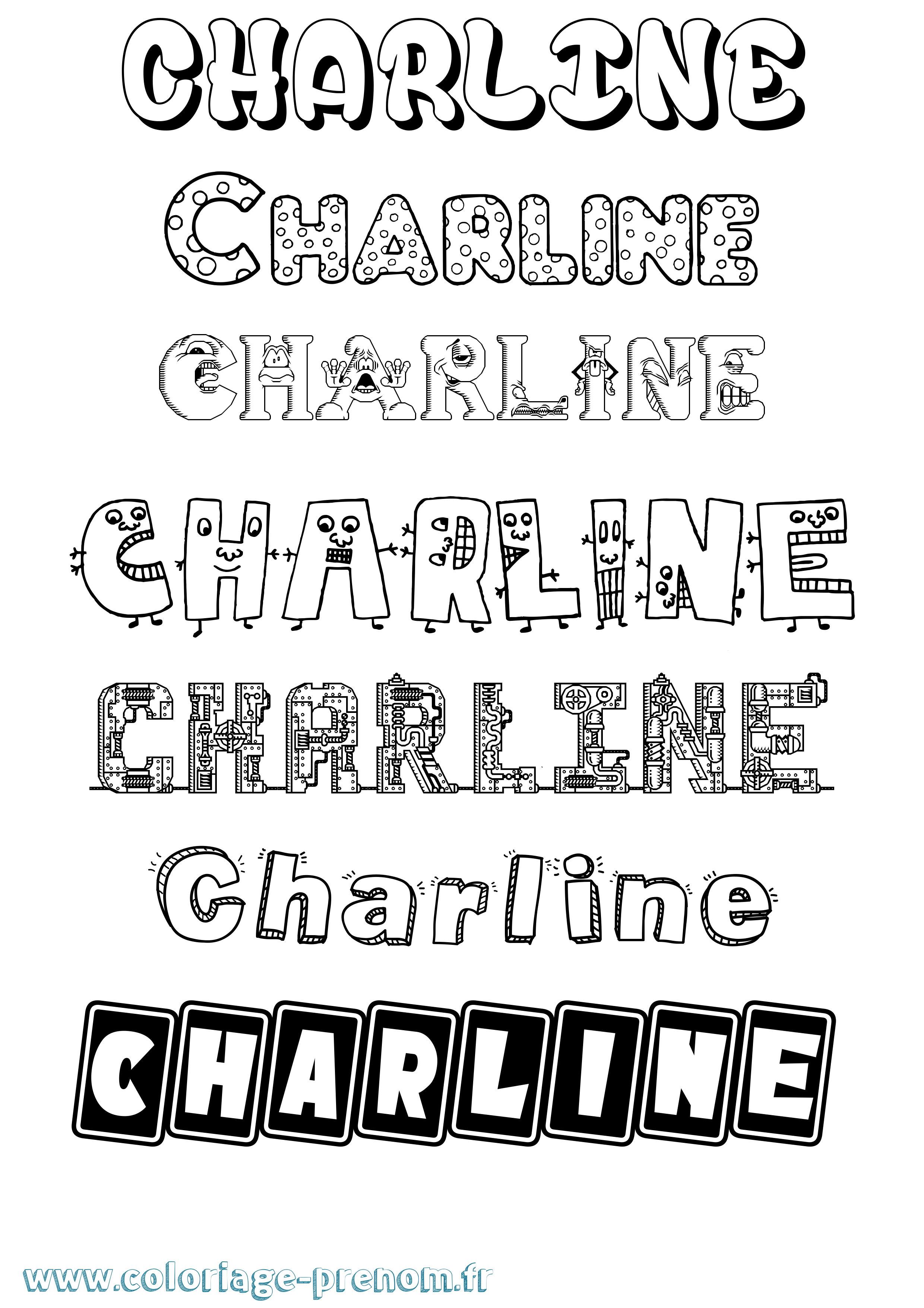 Coloriage prénom Charline Fun