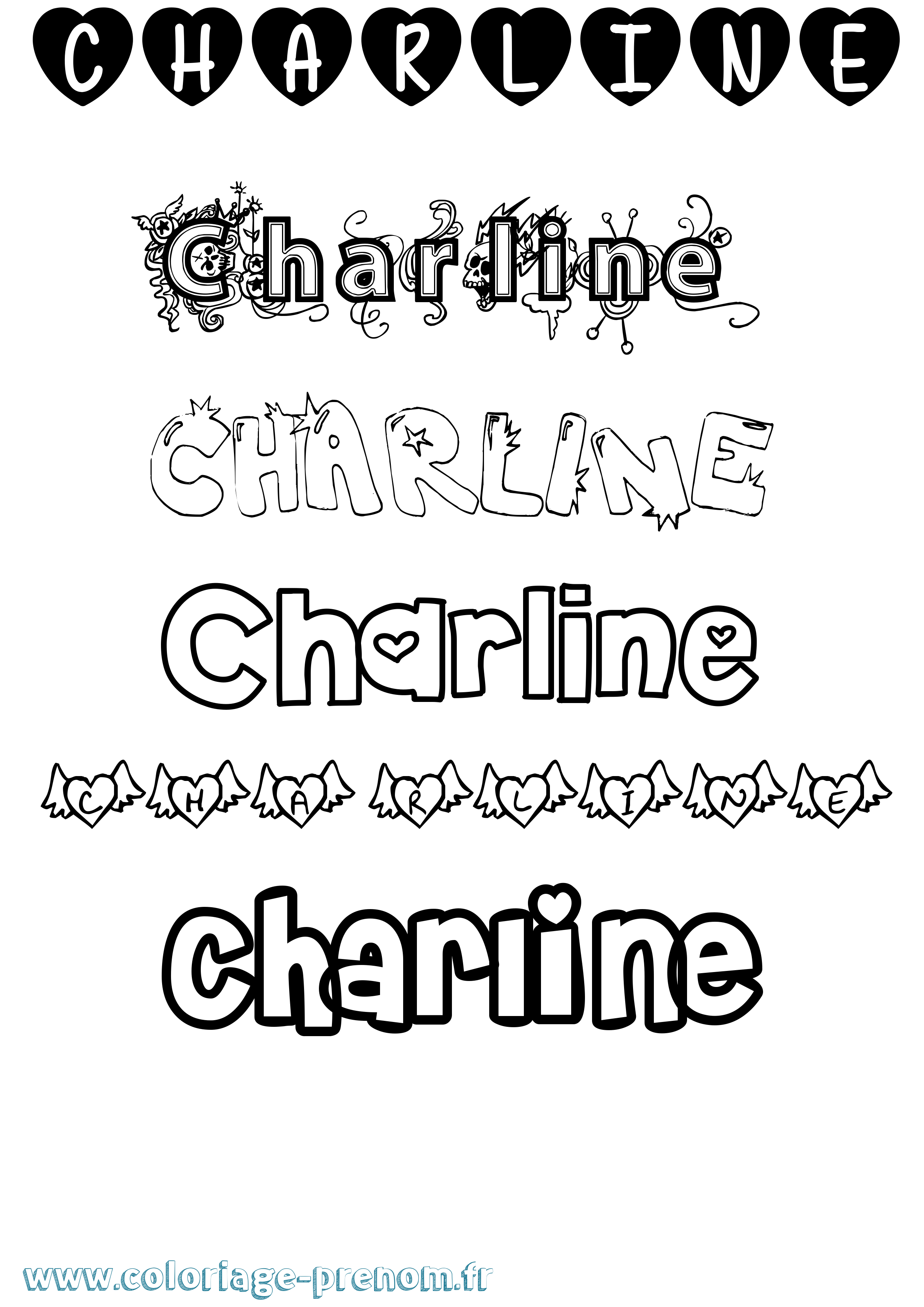 Coloriage Charline Girly Coloriage prénom Charline Girly