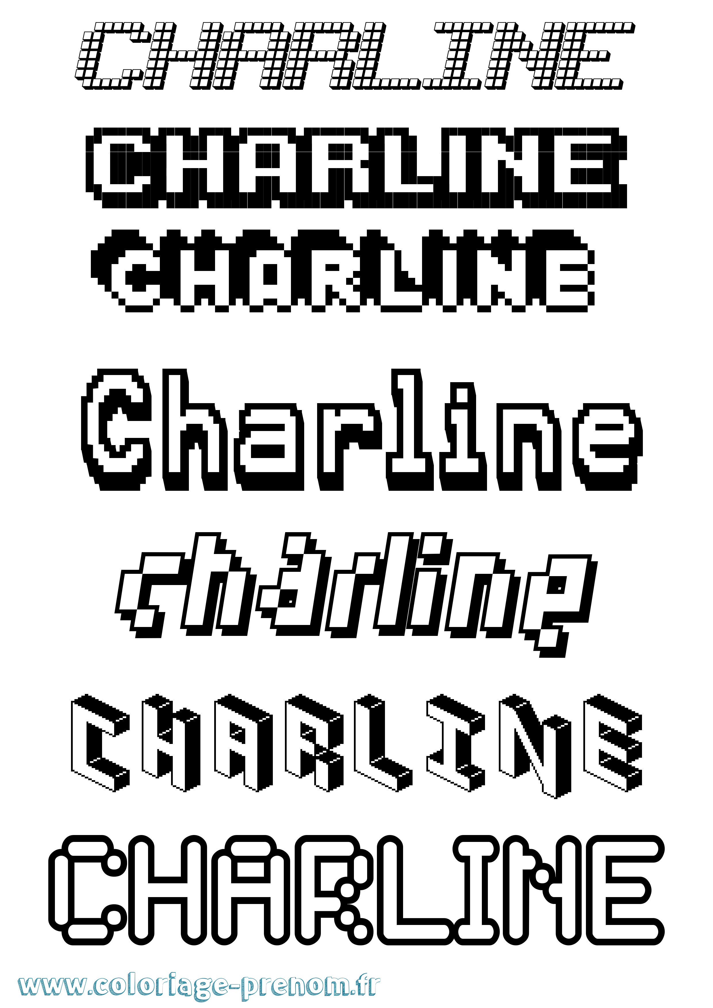 Coloriage Charline Pixel Coloriage prénom Charline Pixel