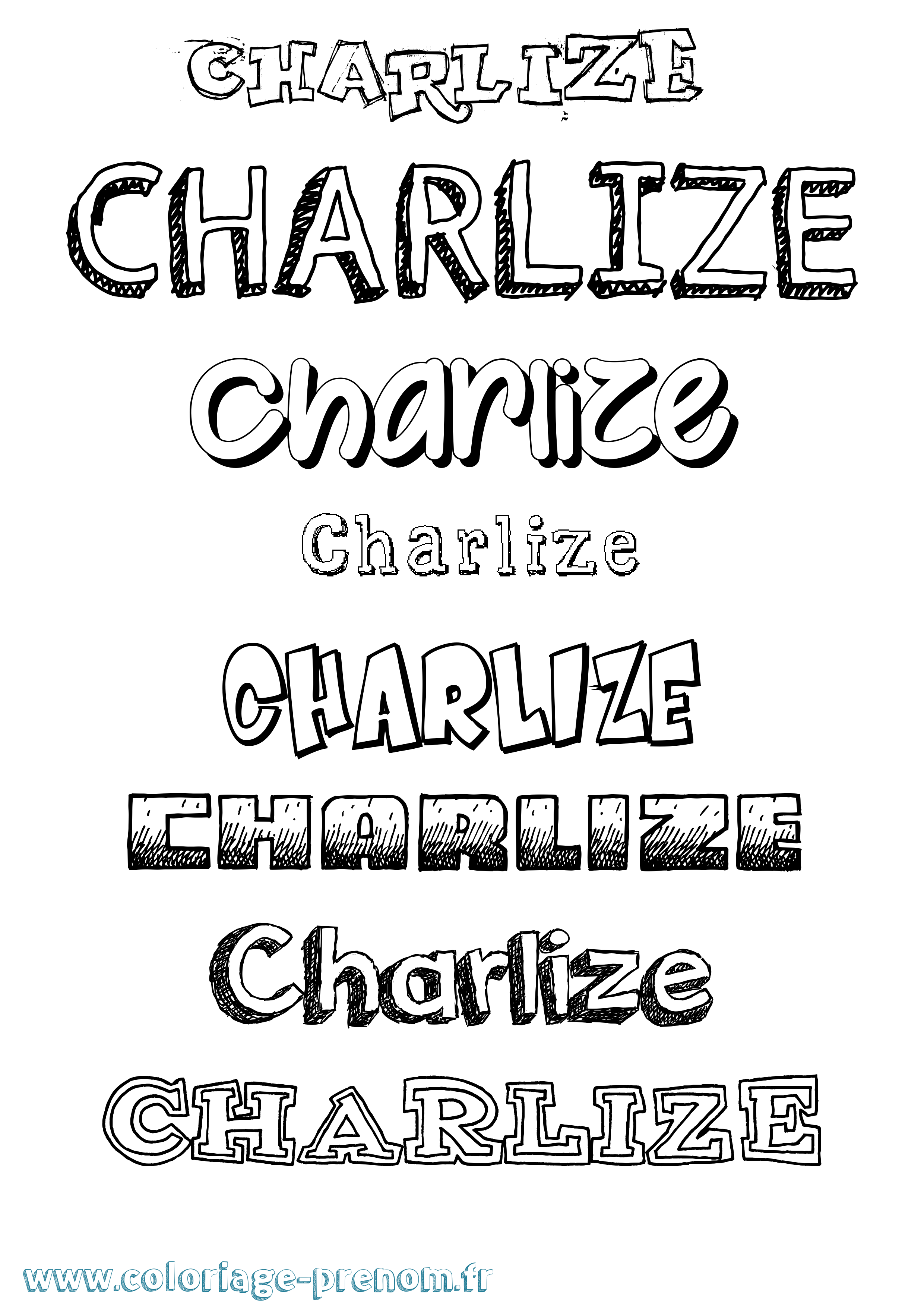 Coloriage prénom Charlize Dessiné