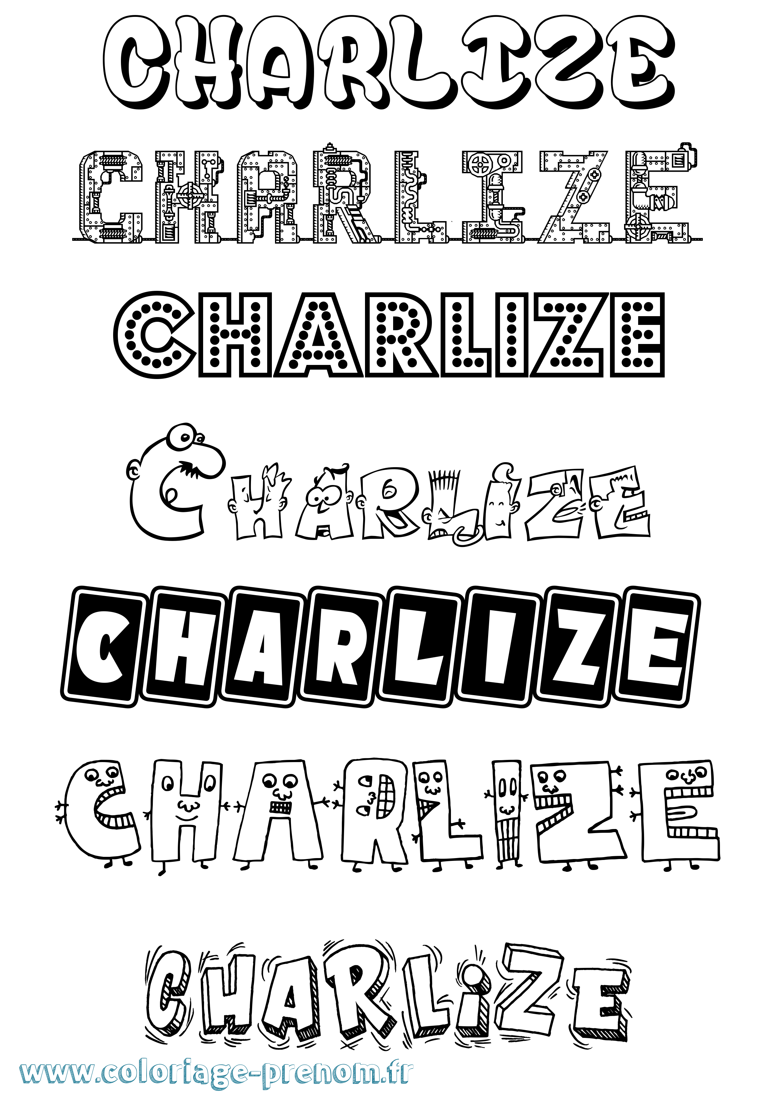 Coloriage prénom Charlize Fun