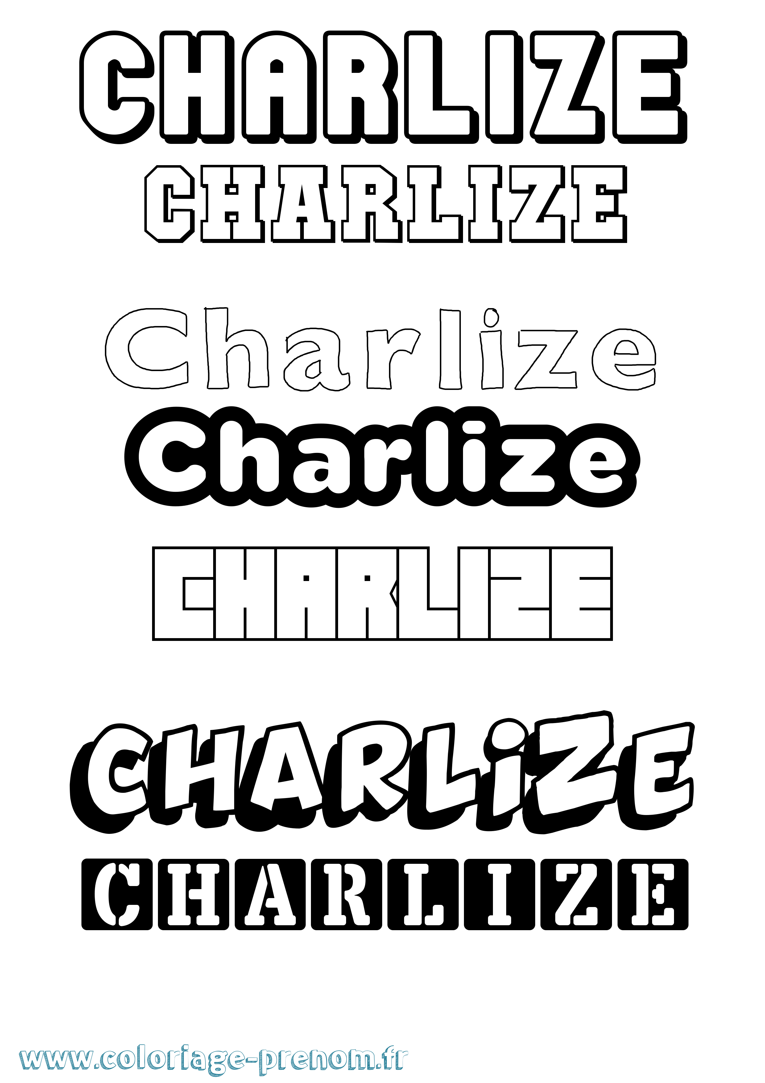 Coloriage prénom Charlize Simple