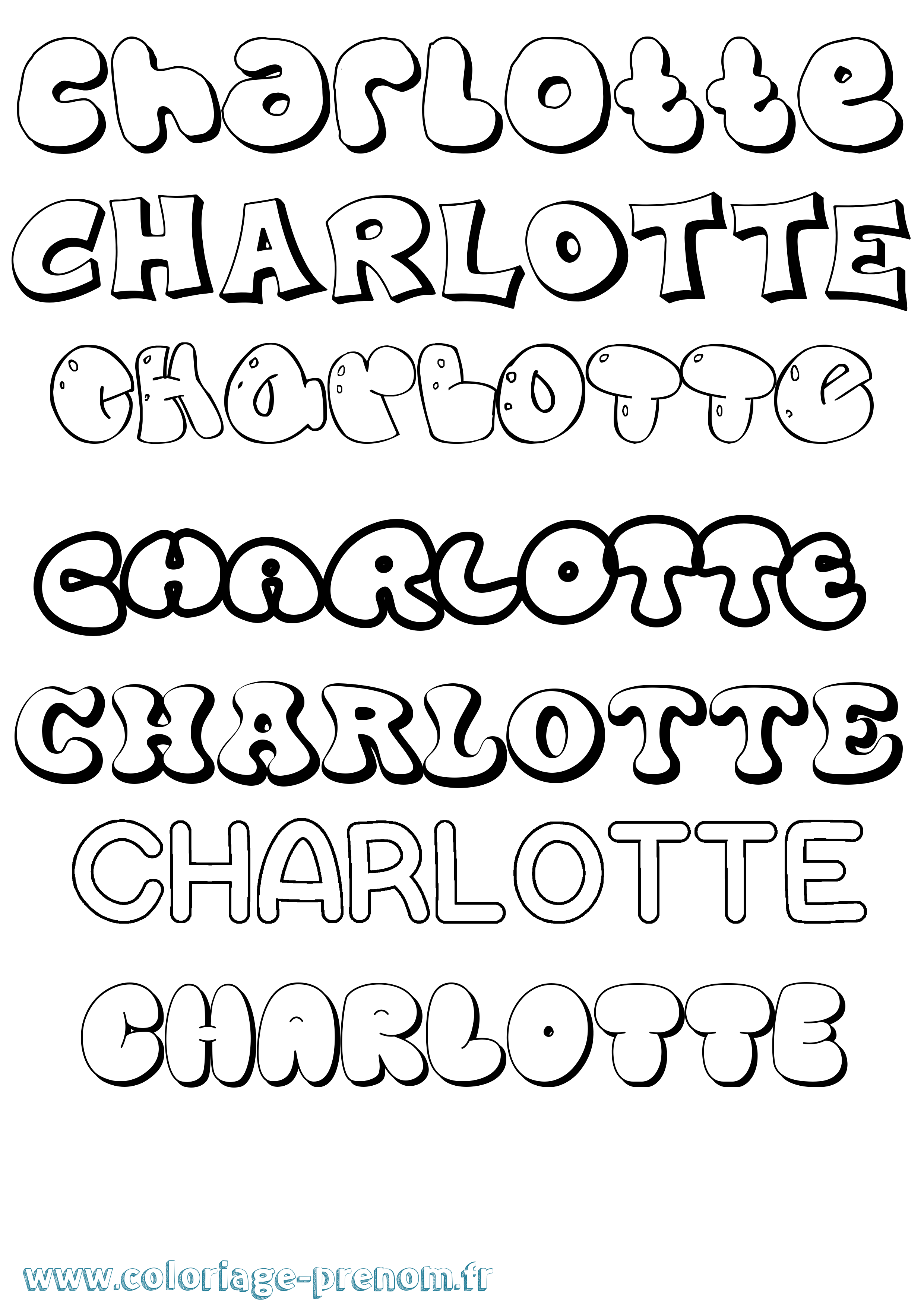 Coloriage prénom Charlotte Bubble