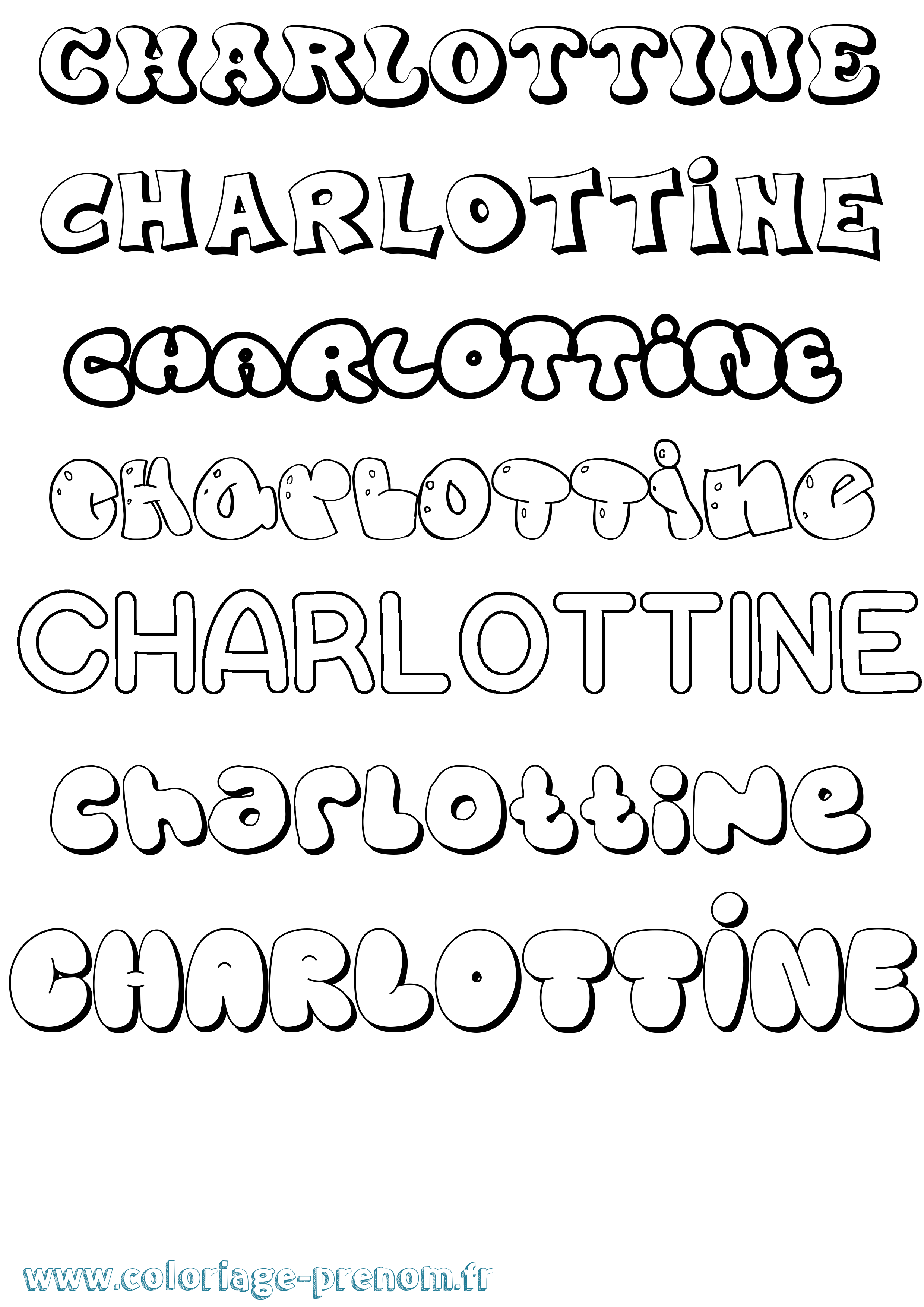 Coloriage Charlottine Bubble Coloriage prénom Charlottine Bubble