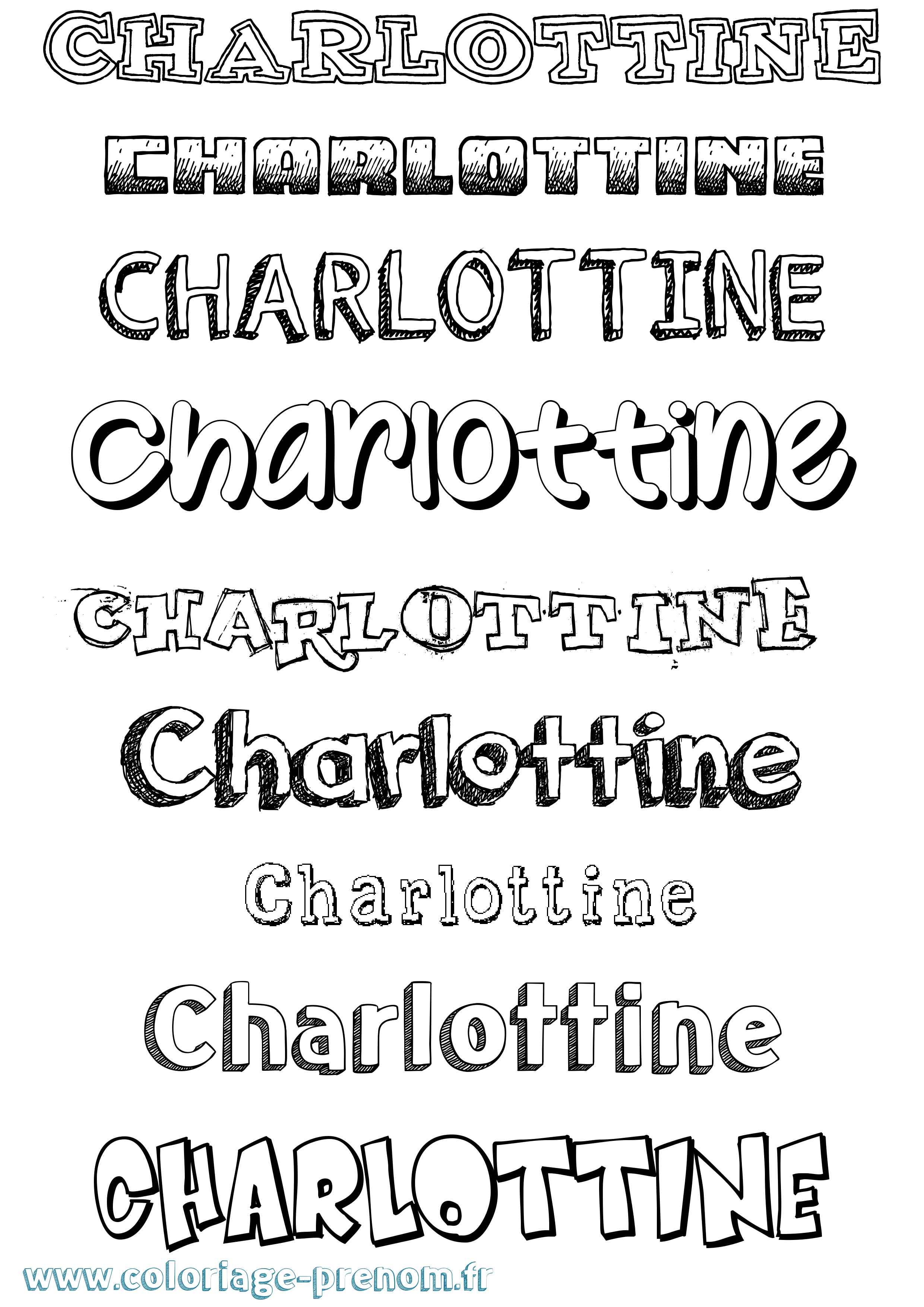 Coloriage Charlottine Dessiné Coloriage prénom Charlottine Dessiné
