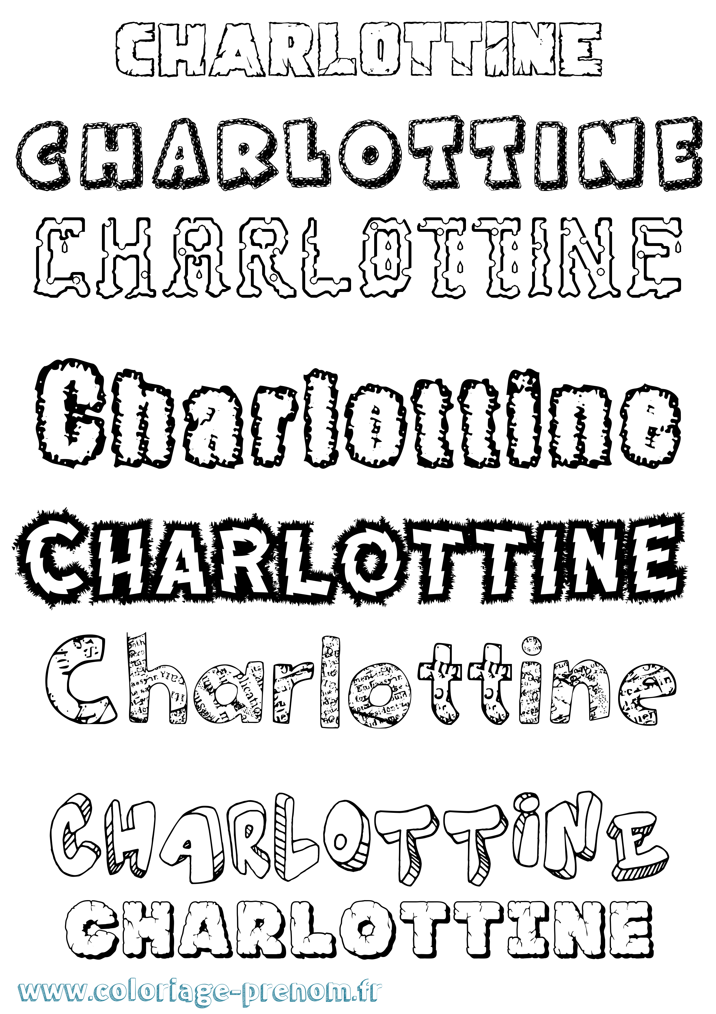 Coloriage Charlottine Destructuré Coloriage prénom Charlottine Destructuré