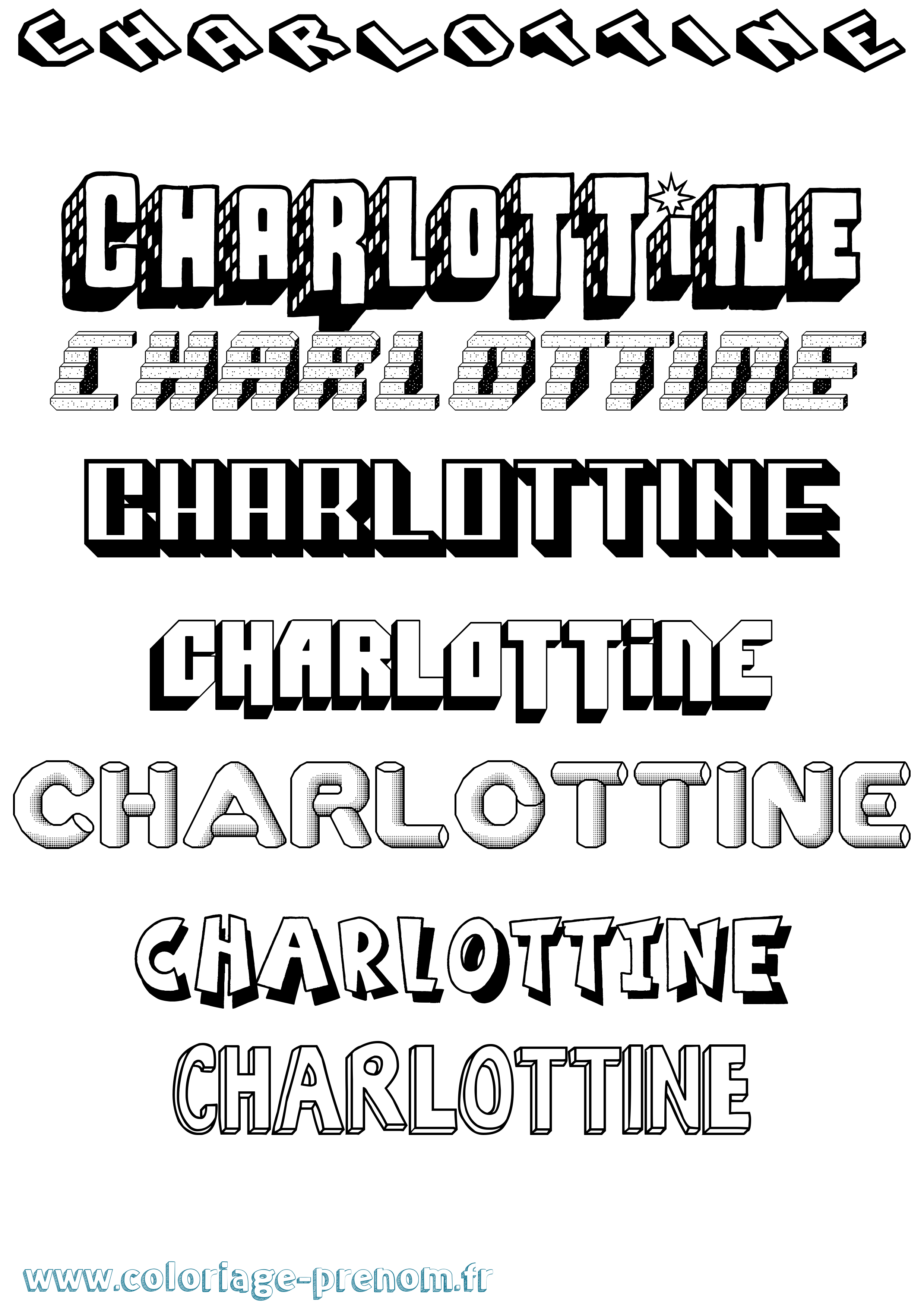 Coloriage Charlottine Effet 3D Coloriage prénom Charlottine Effet 3D
