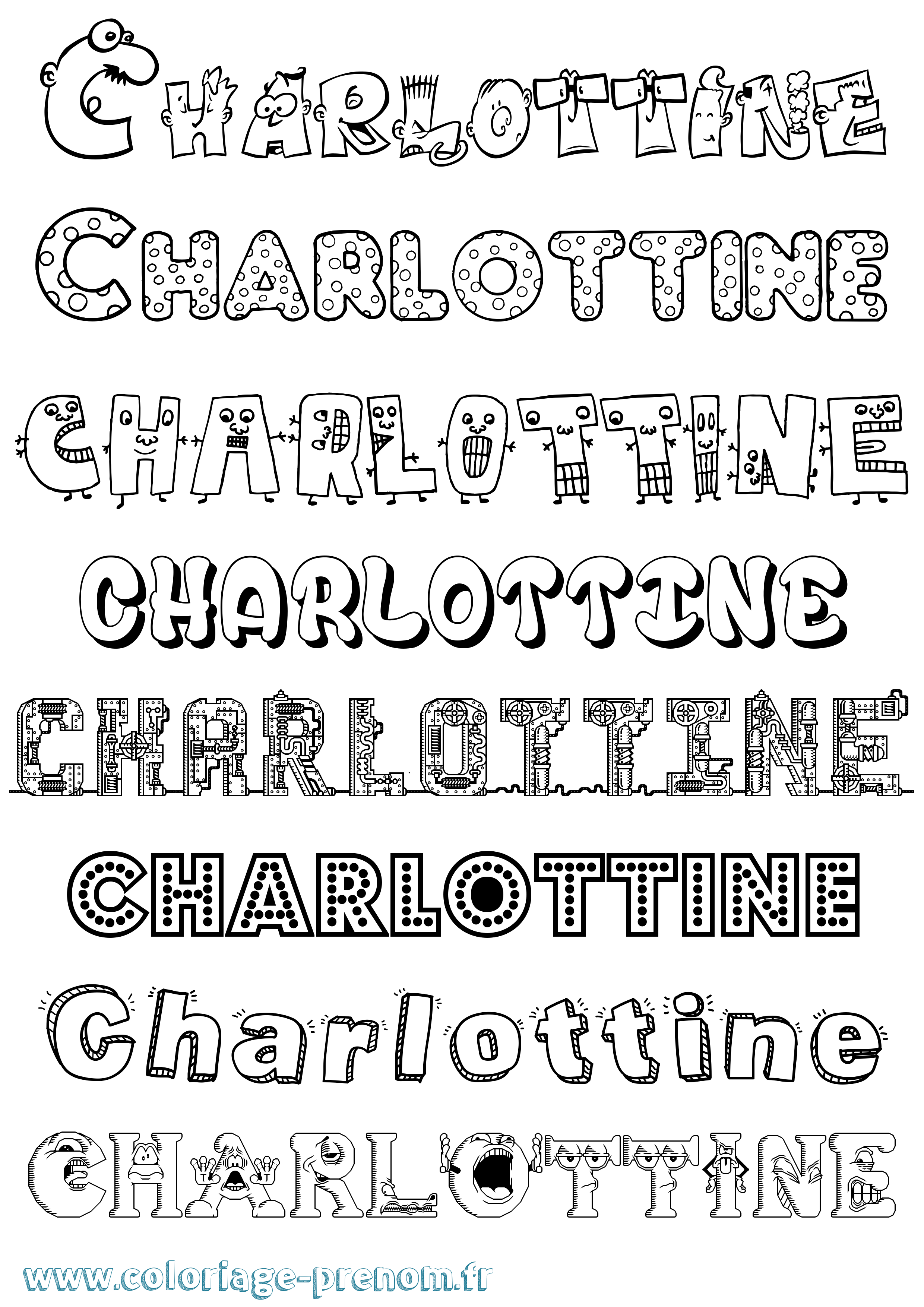 Coloriage Charlottine Fun Coloriage prénom Charlottine Fun