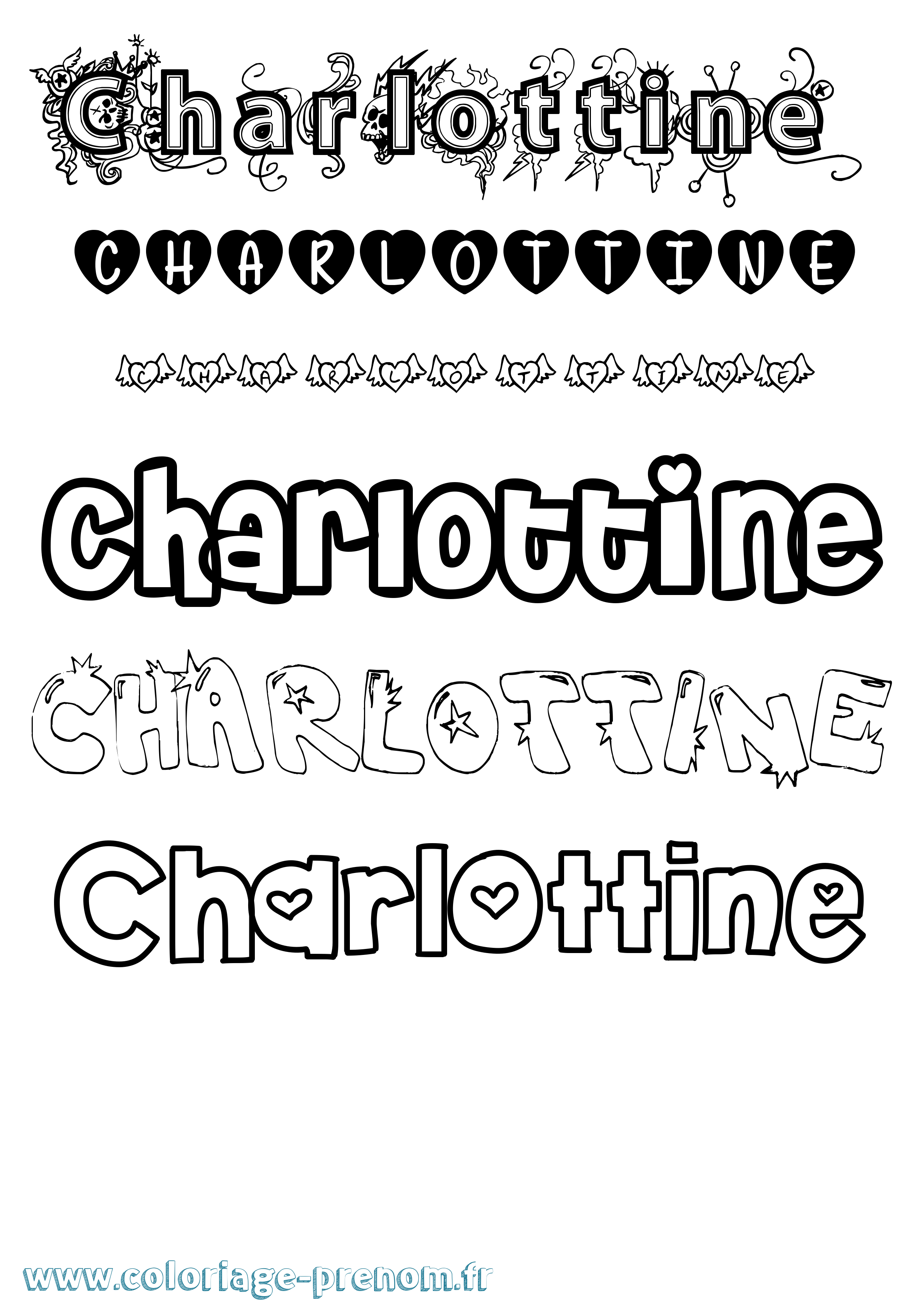 Coloriage Charlottine Girly Coloriage prénom Charlottine Girly