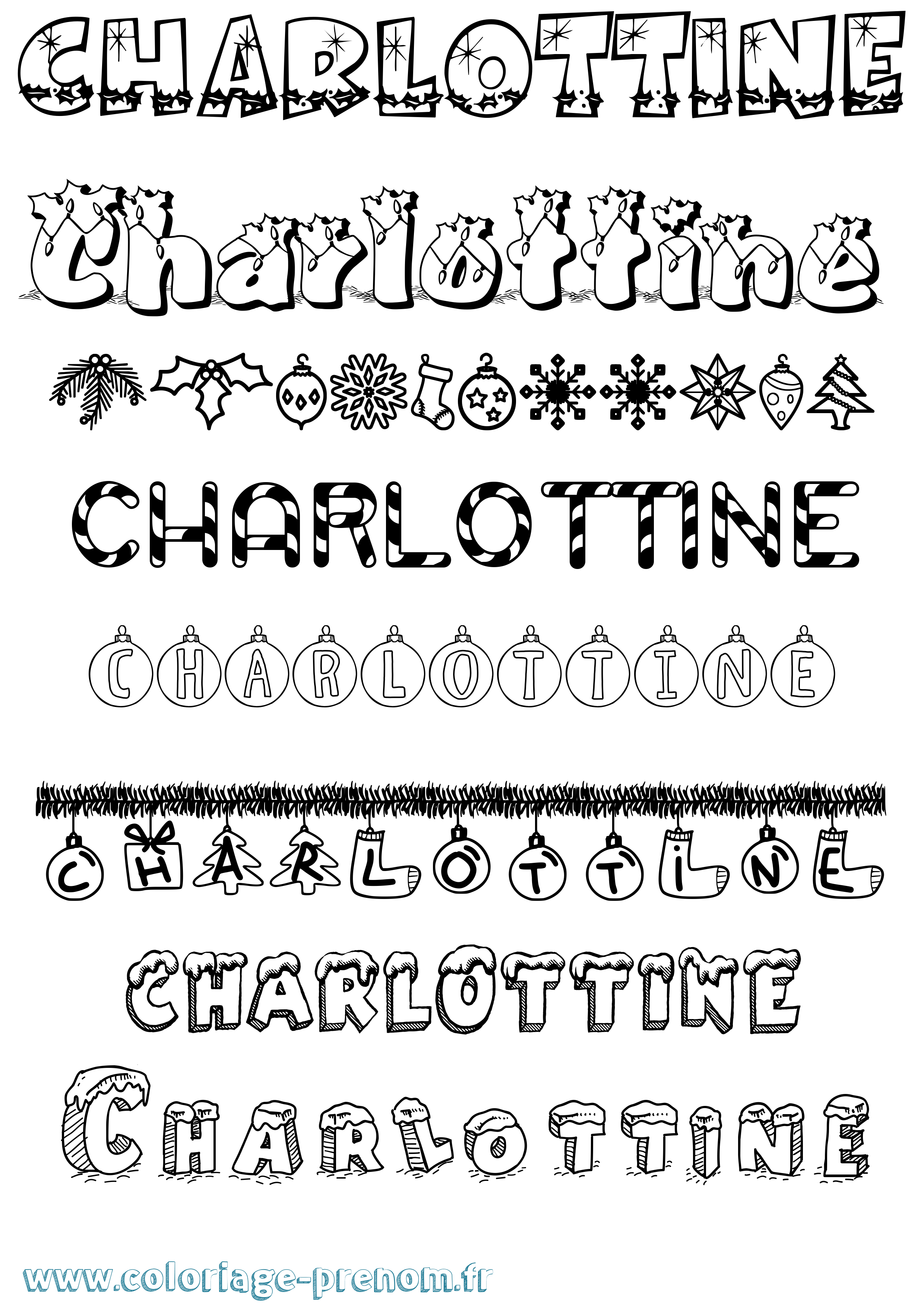 Coloriage Charlottine Noël Coloriage prénom Charlottine Noël