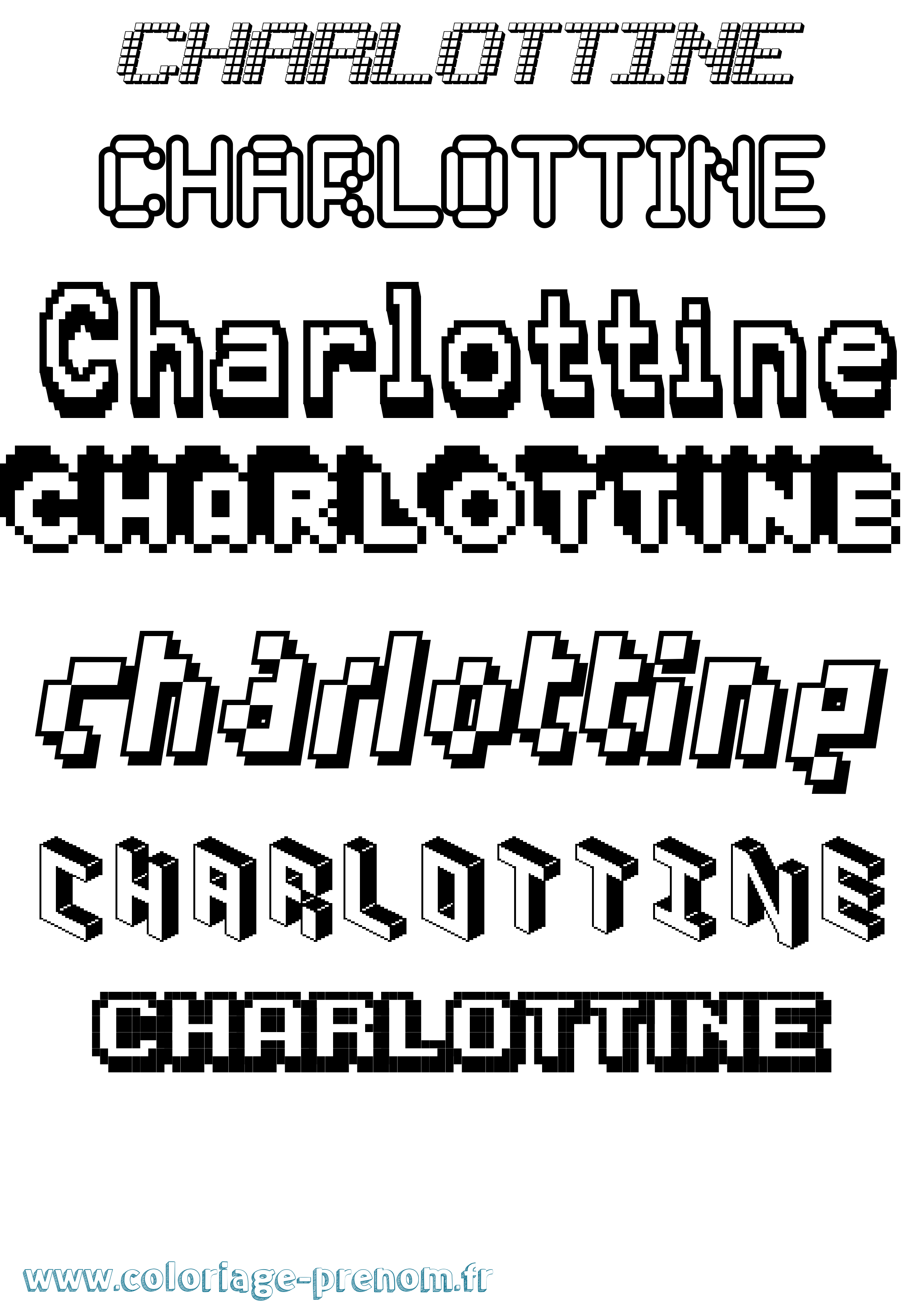 Coloriage Charlottine Pixel Coloriage prénom Charlottine Pixel