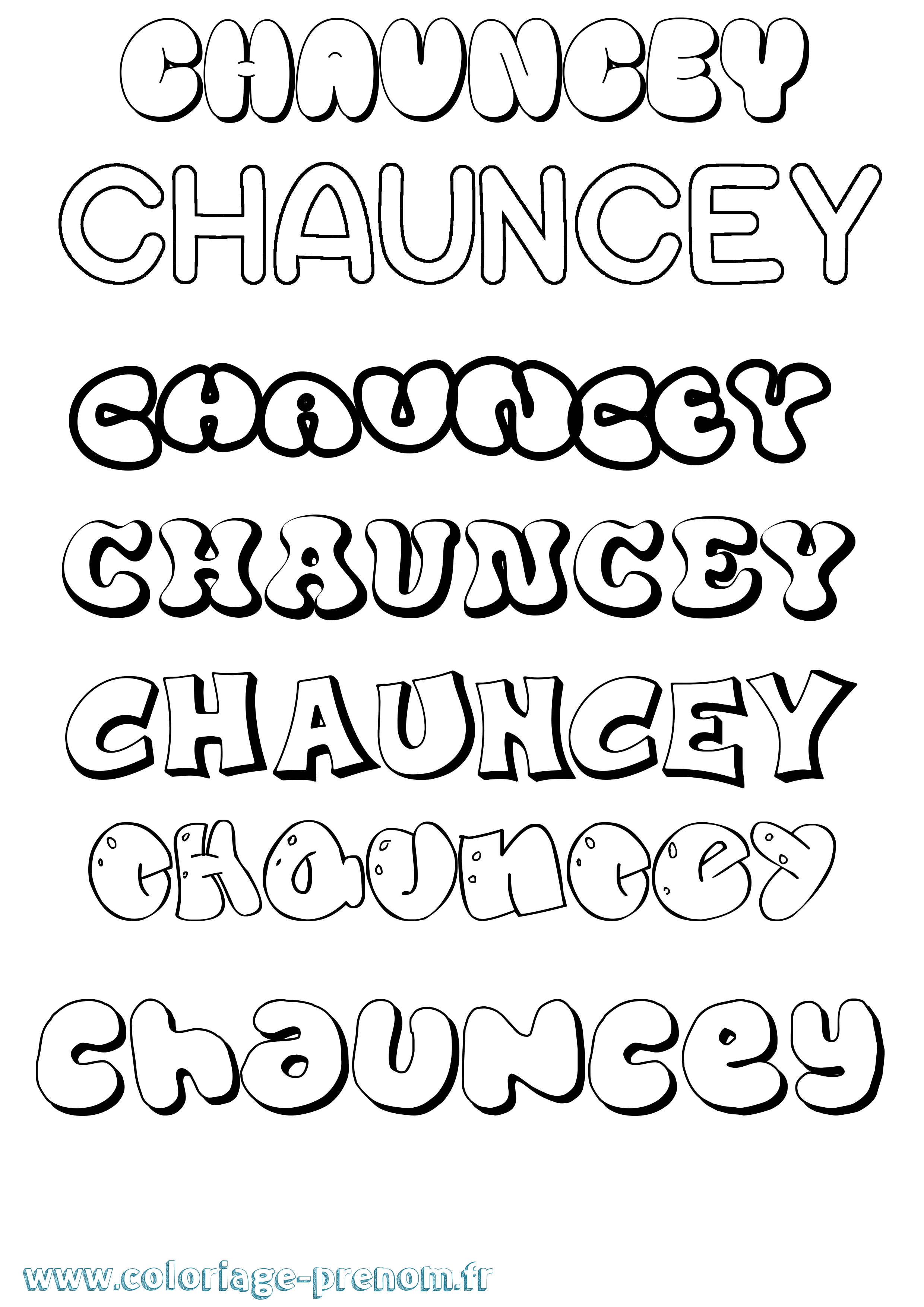 Coloriage prénom Chauncey Bubble