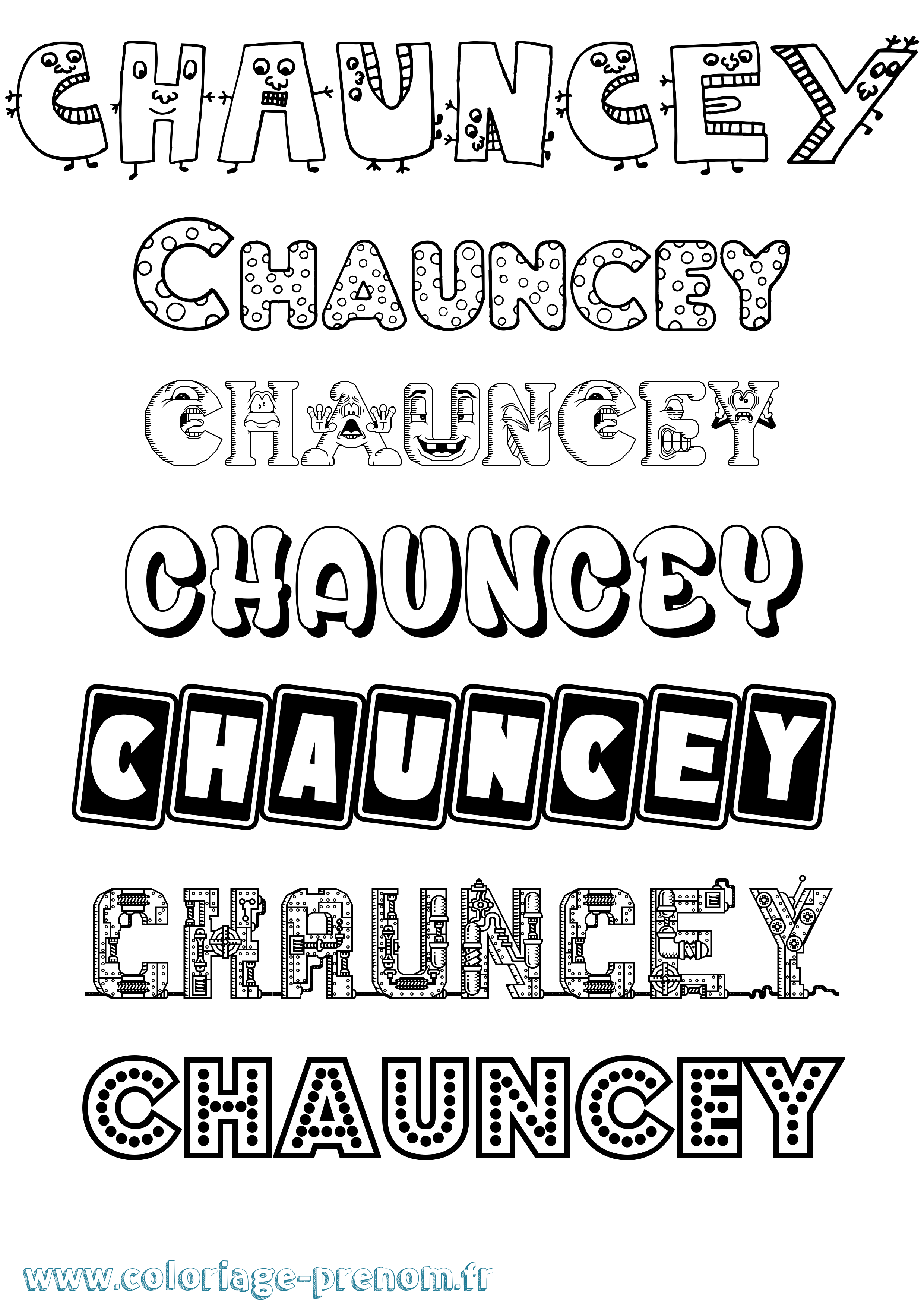 Coloriage prénom Chauncey Fun