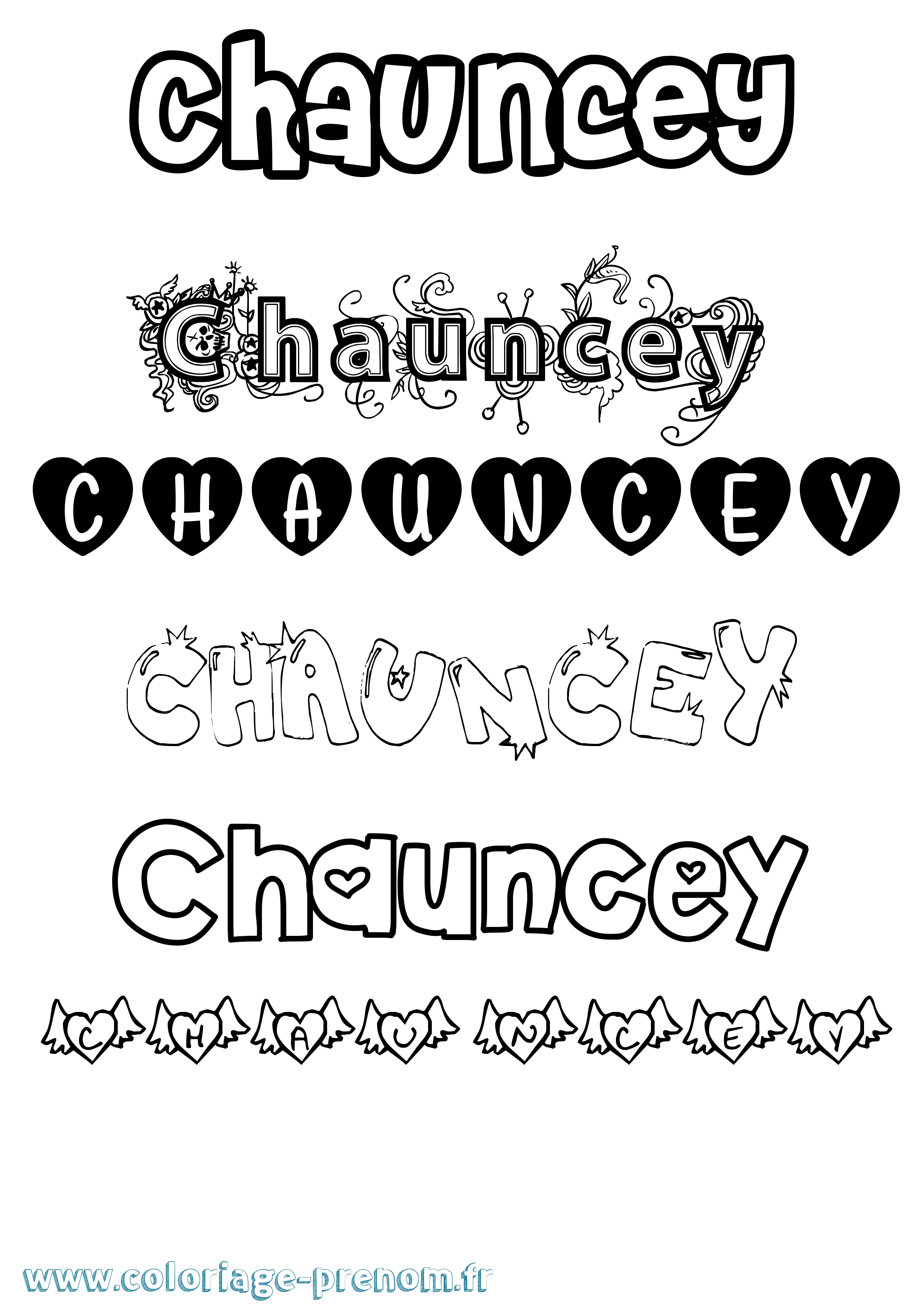 Coloriage prénom Chauncey Girly