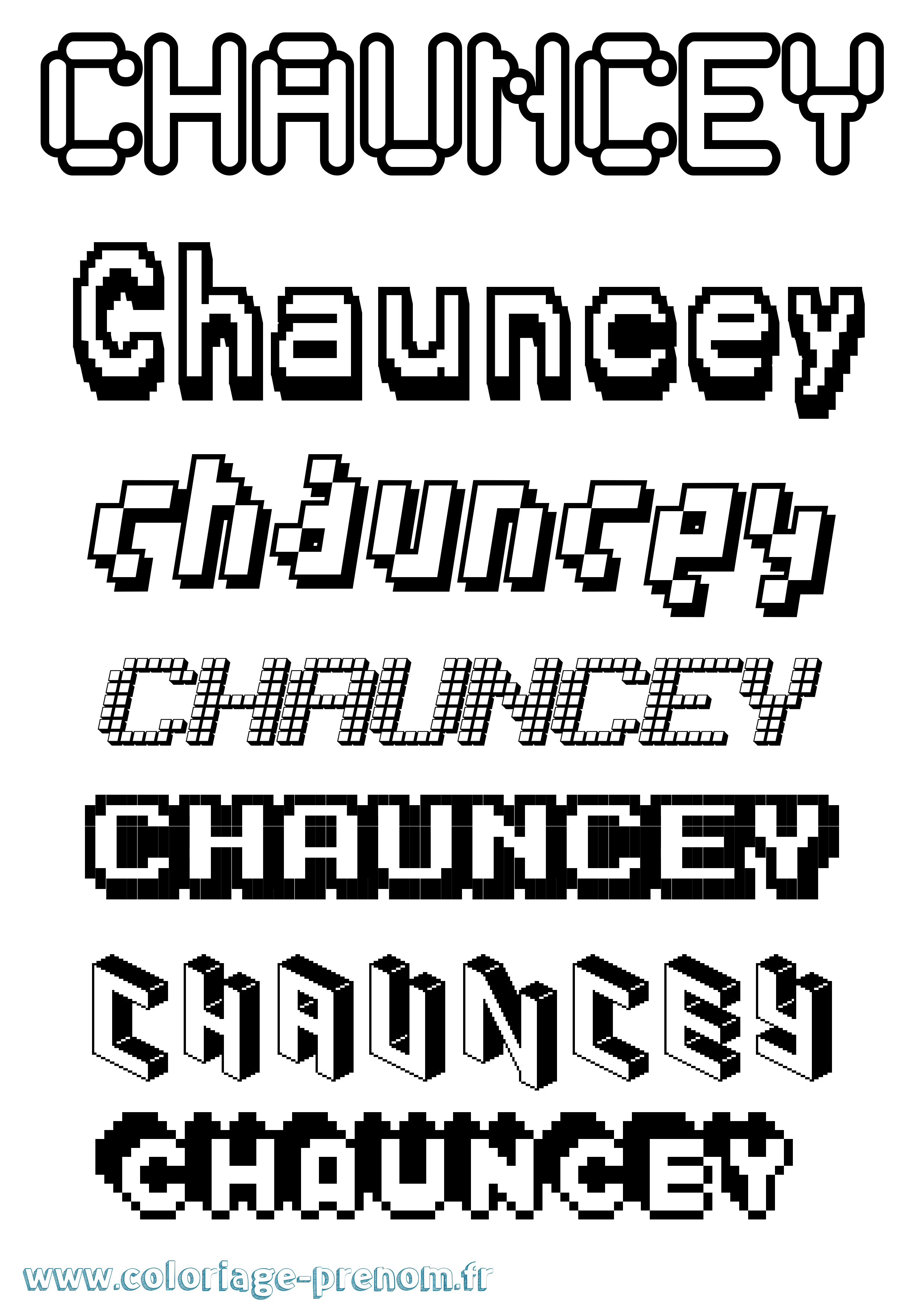 Coloriage prénom Chauncey Pixel