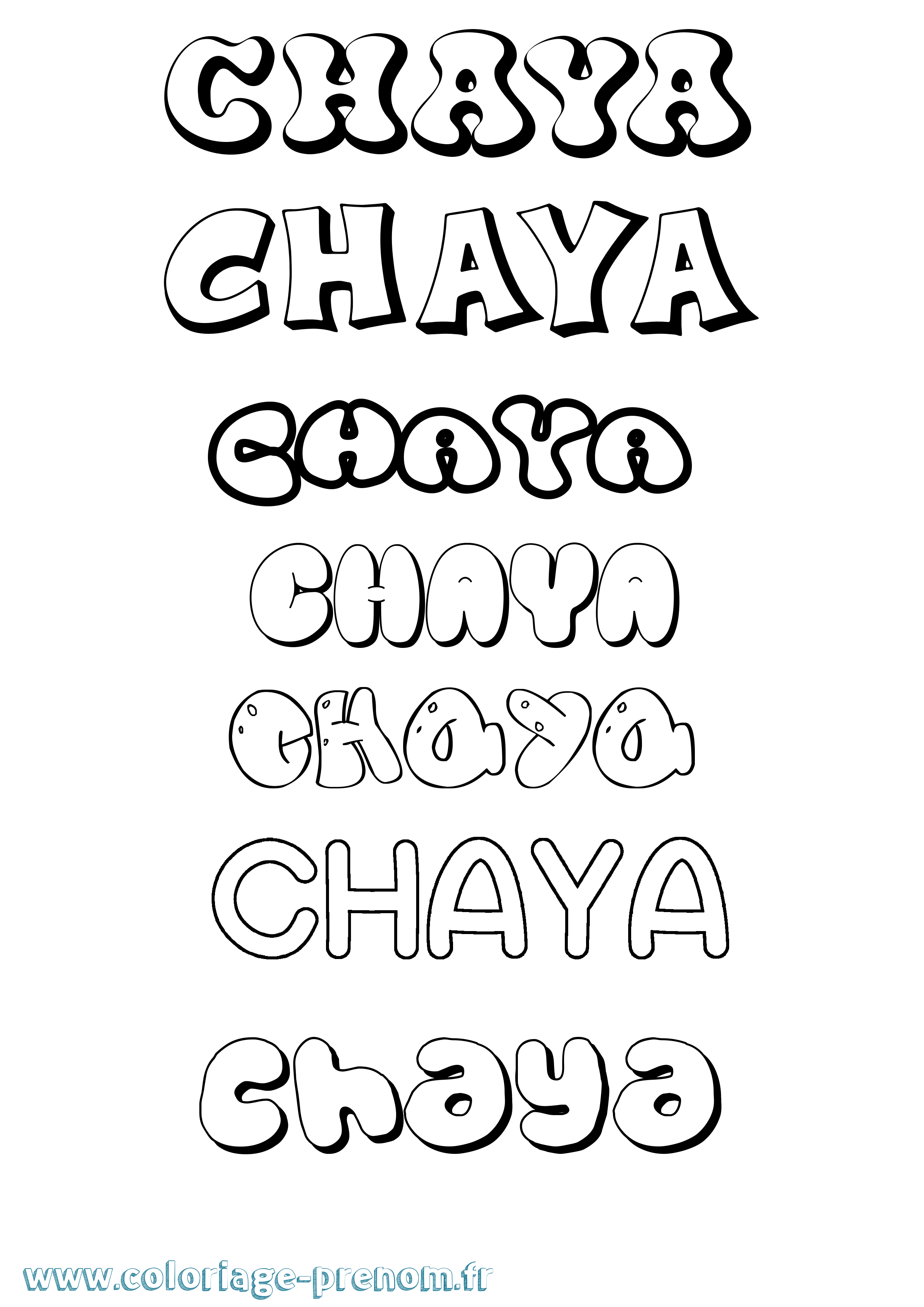 Coloriage prénom Chaya Bubble