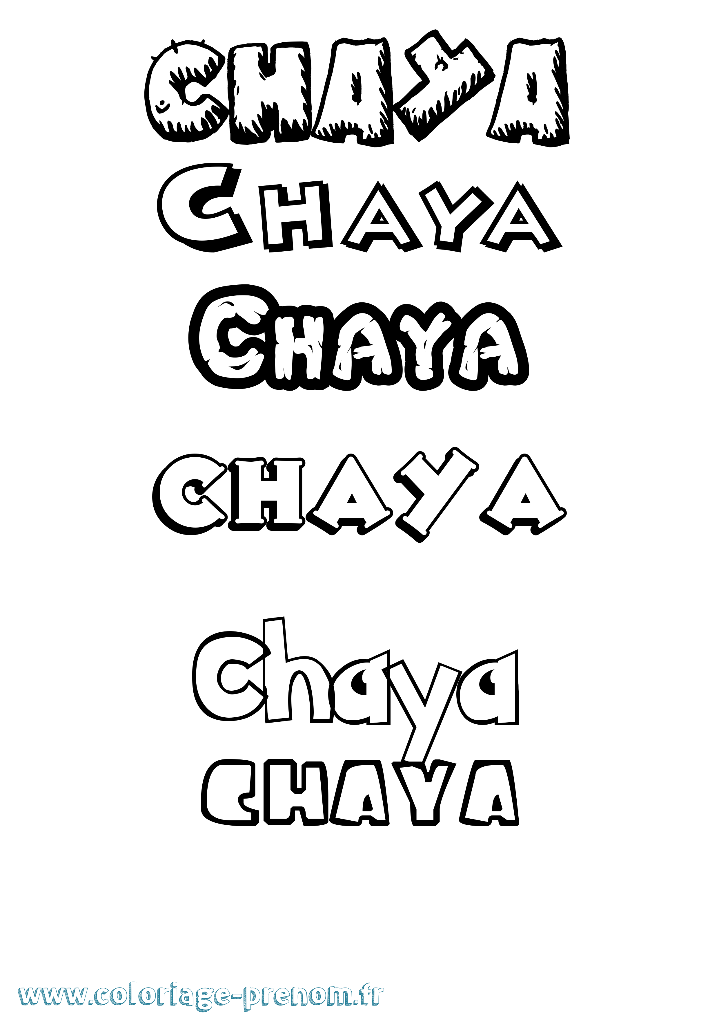 Coloriage prénom Chaya Dessin Animé