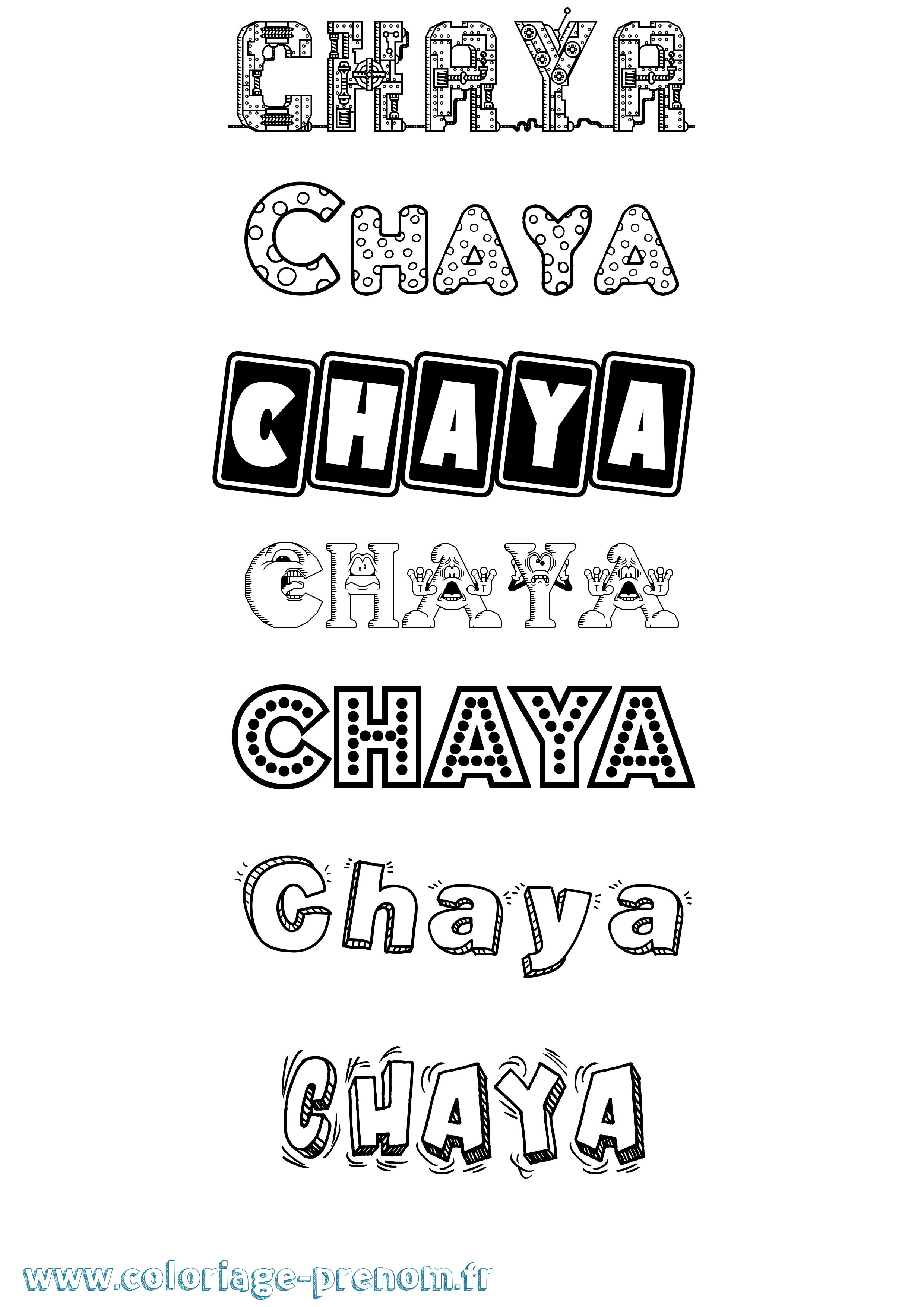 Coloriage prénom Chaya Fun