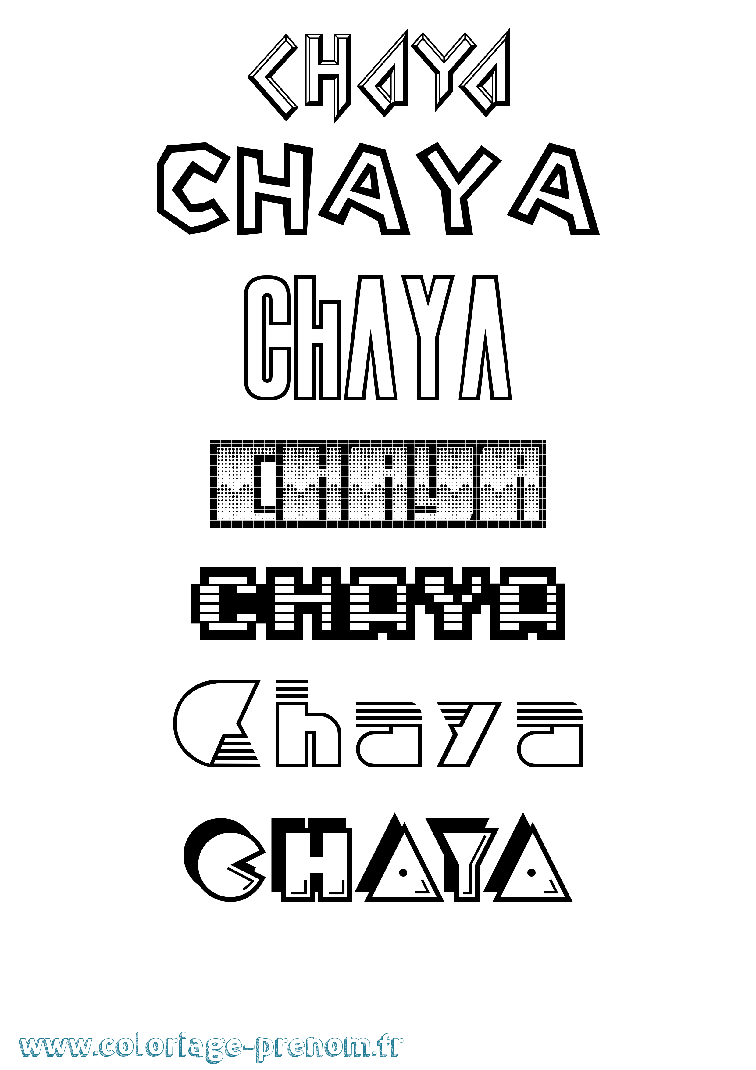 Coloriage prénom Chaya Jeux Vidéos