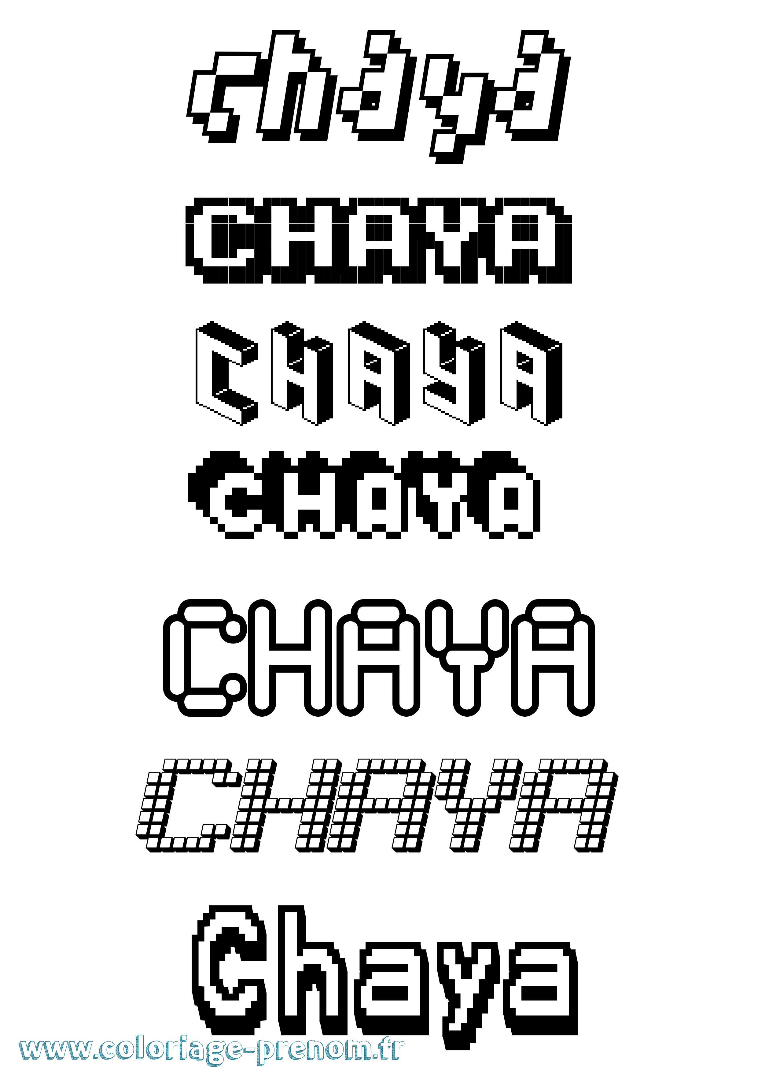 Coloriage prénom Chaya Pixel