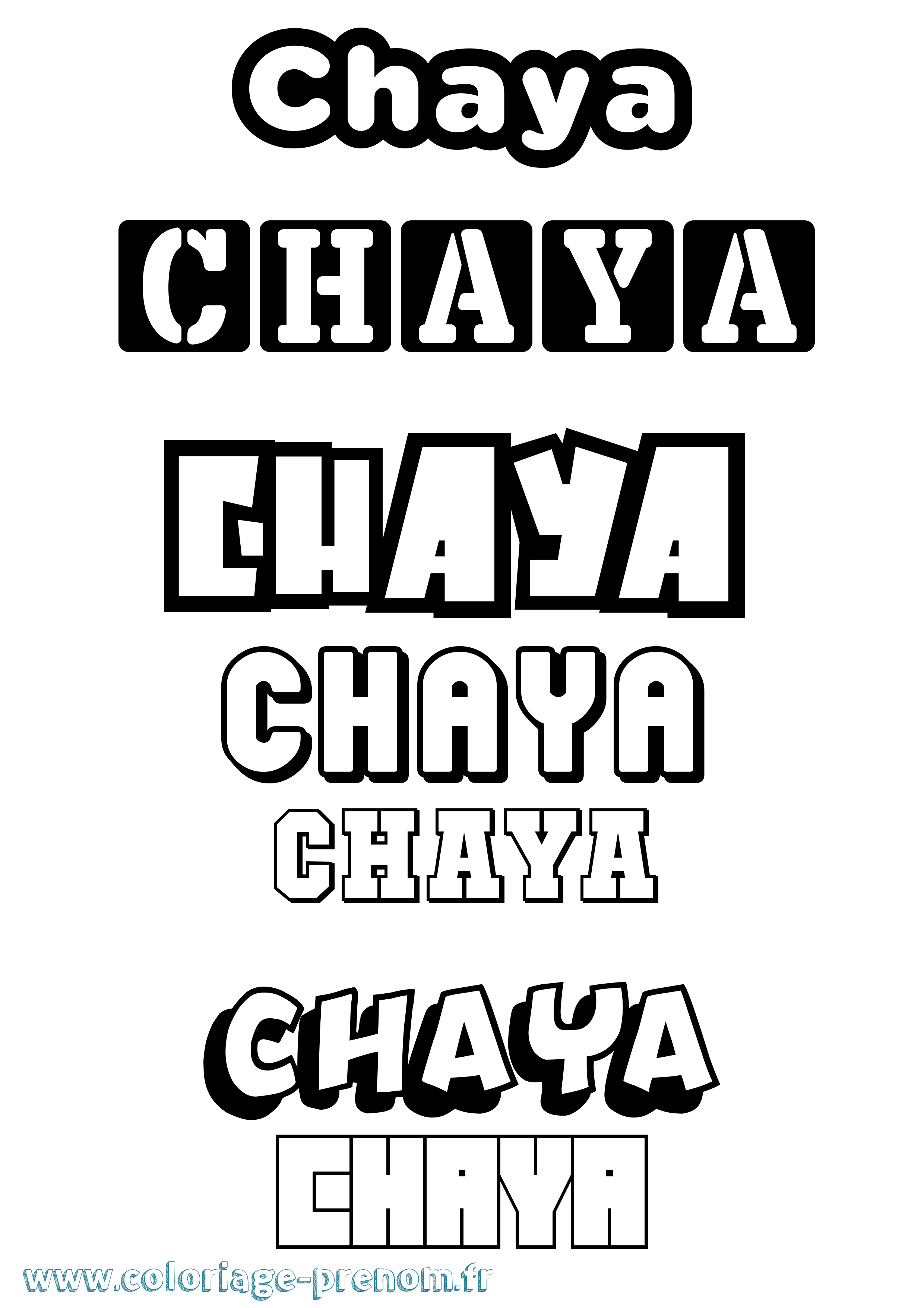 Coloriage prénom Chaya Simple