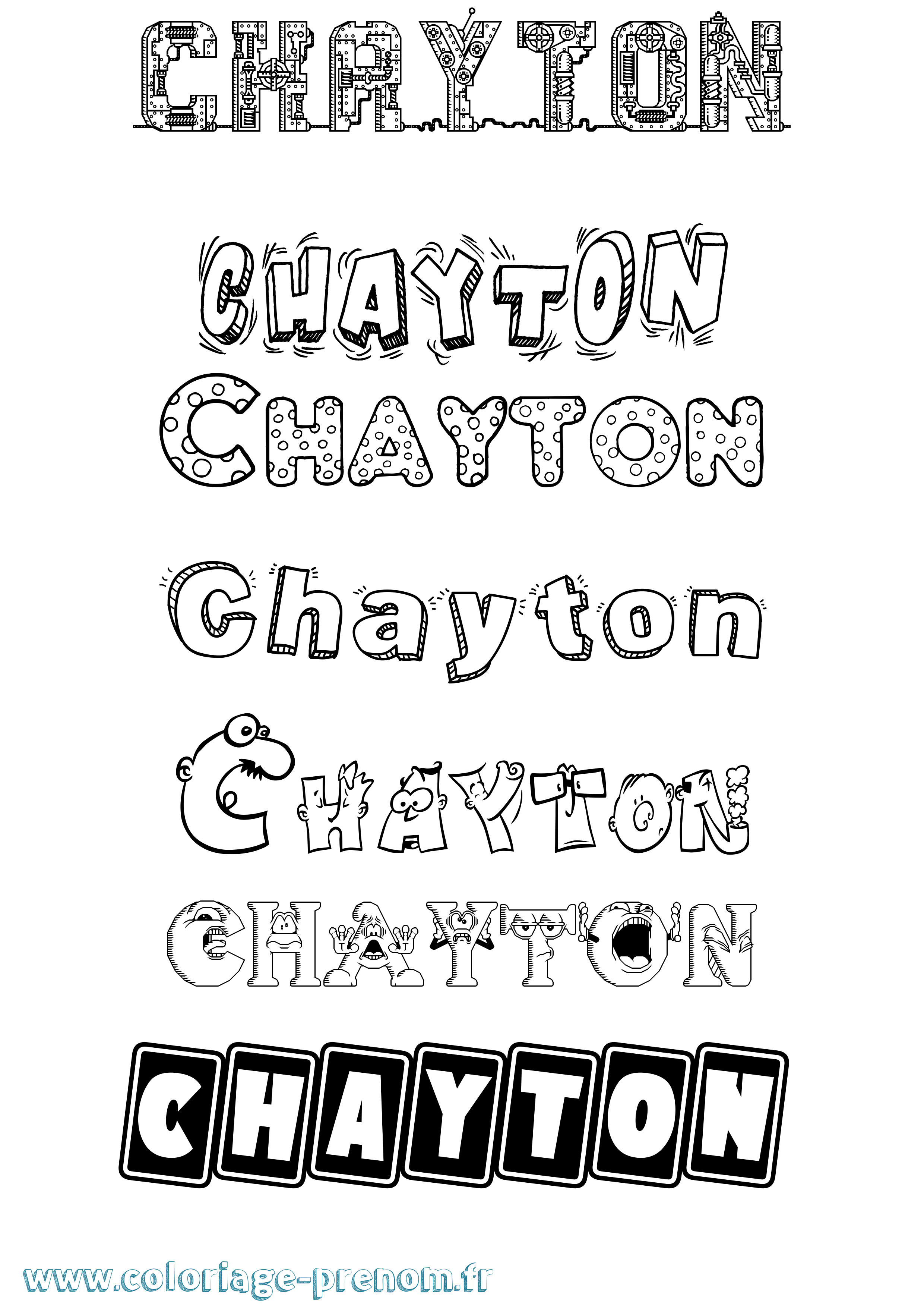 Coloriage prénom Chayton Fun