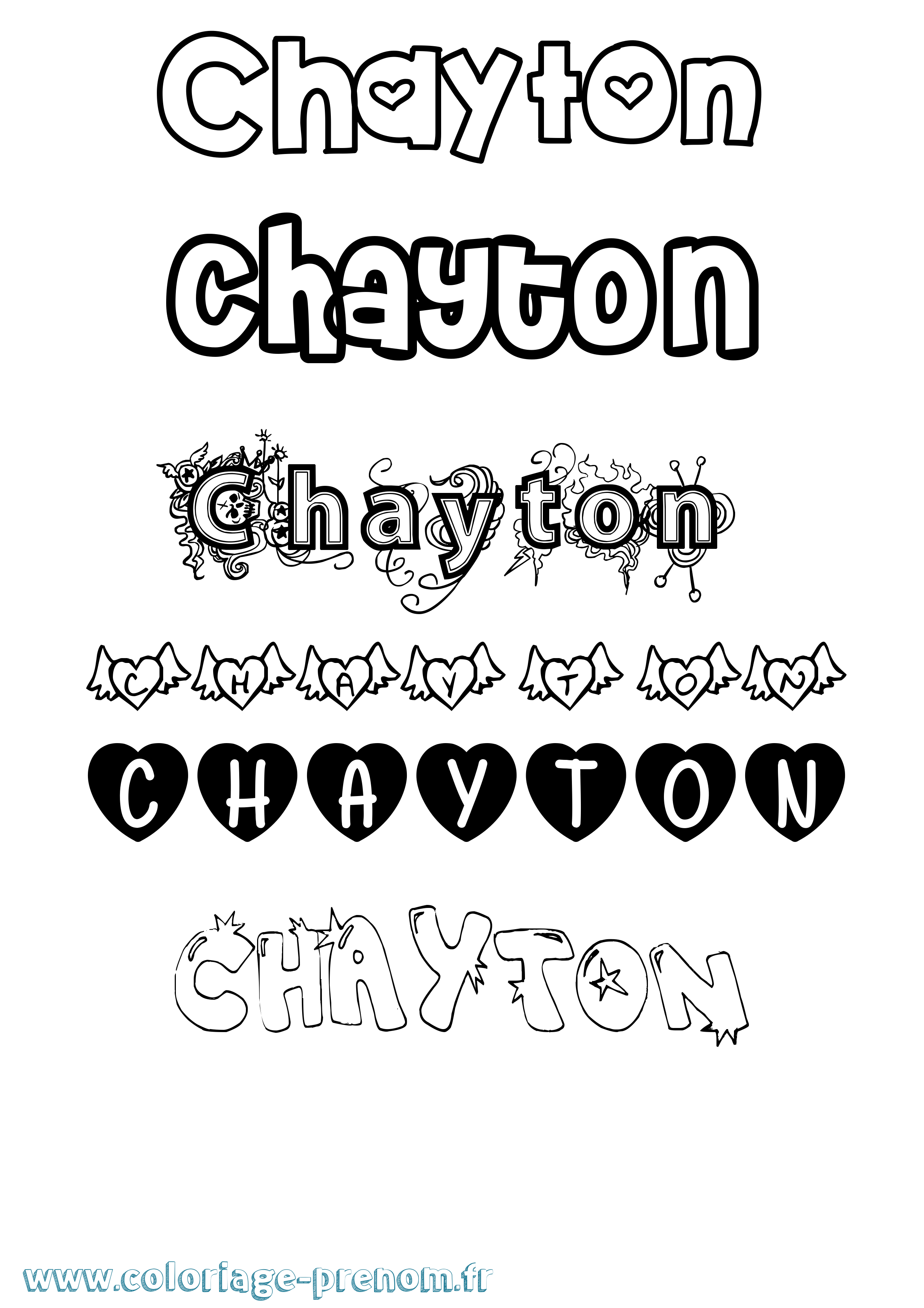 Coloriage prénom Chayton Girly